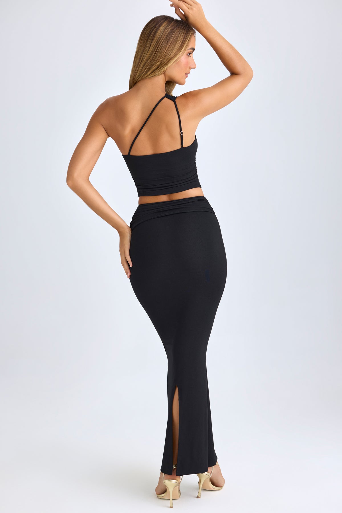 ⁣⁢Modal Maxirock mit Spitzenbesatz in Schwarz⁤⁣ - 2