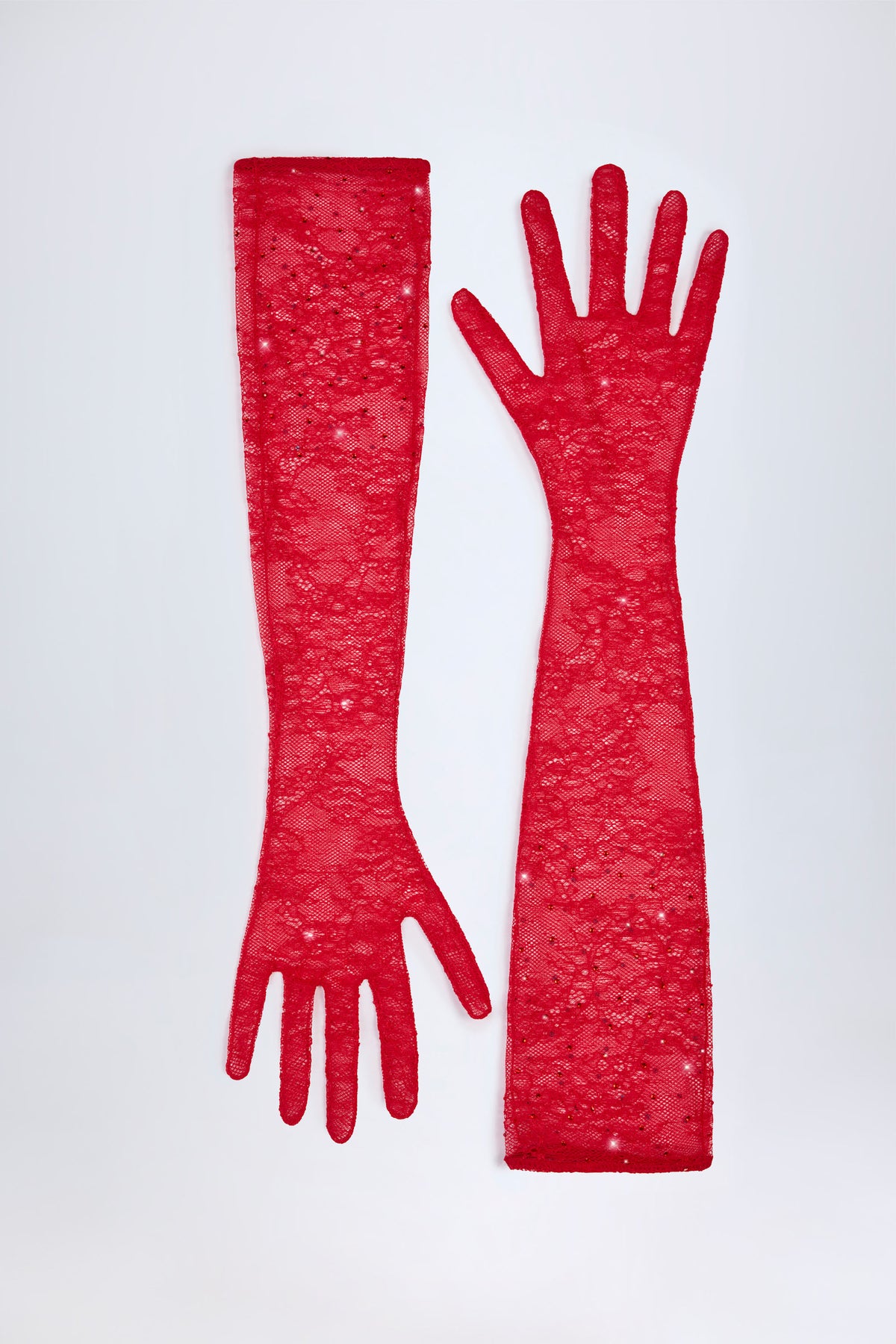 ⁣⁢Spitzenhandschuhe in Feuerrot⁤⁣
