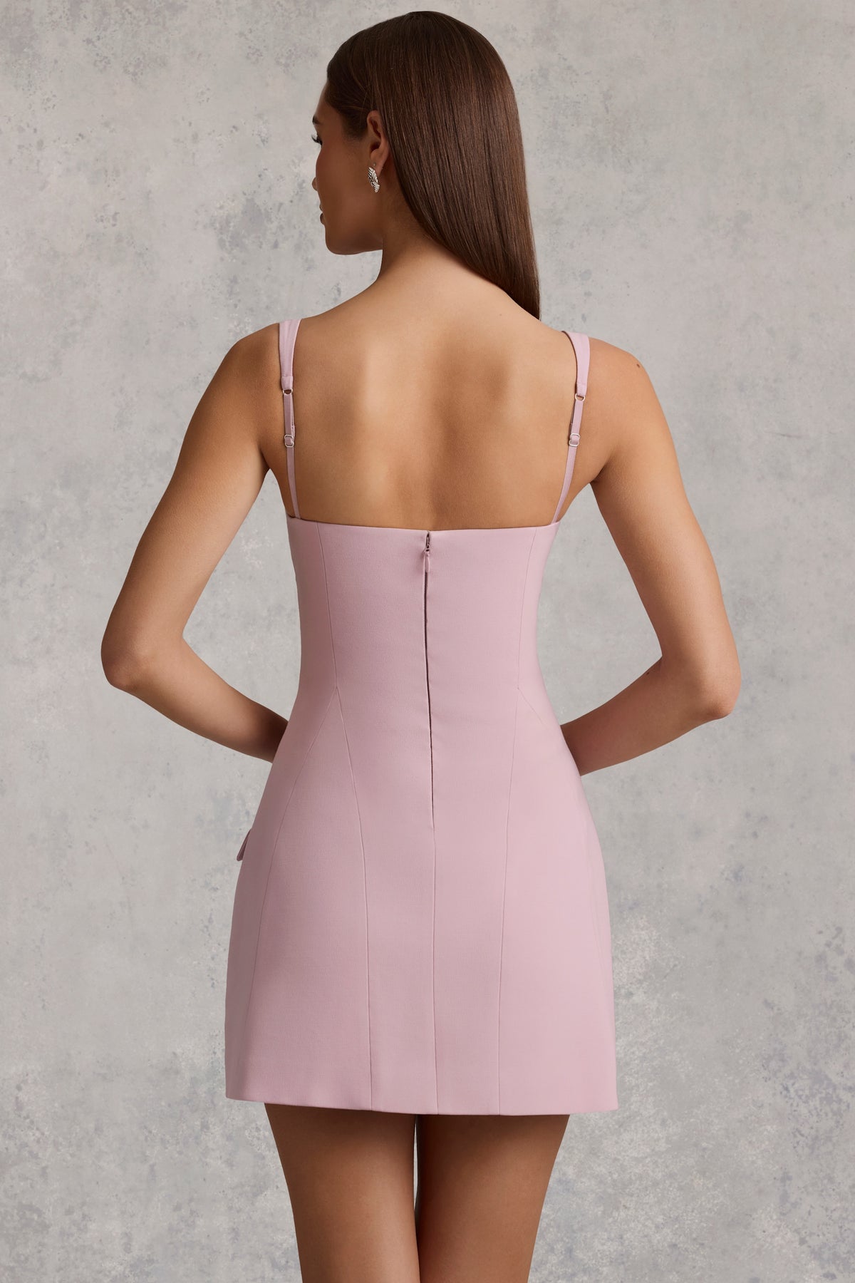 ⁣⁢Strukturiertes A-Linien-Minikleid mit Cut-out in Mauve⁤⁣