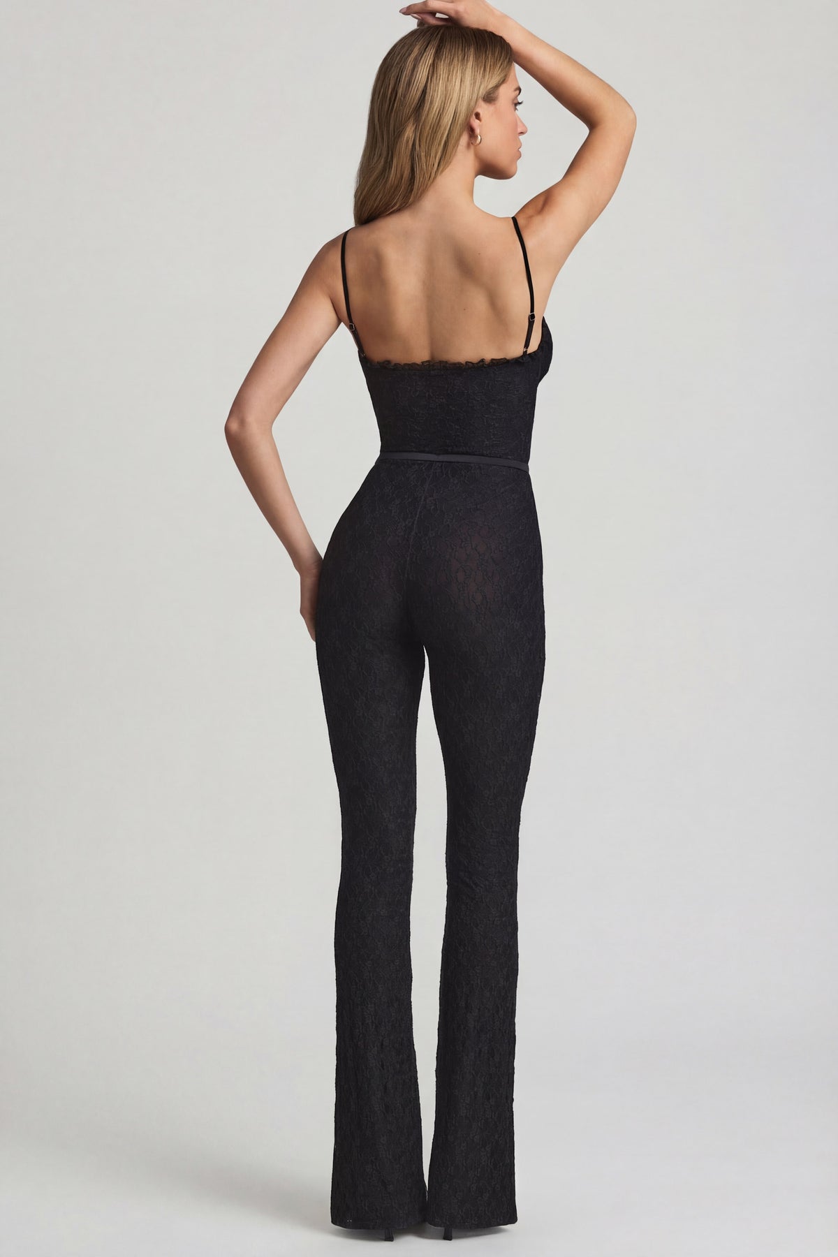 ⁣⁢Jumpsuit mit Schleifen-Detail und Spitze in Schwarz⁤⁣ - 2
