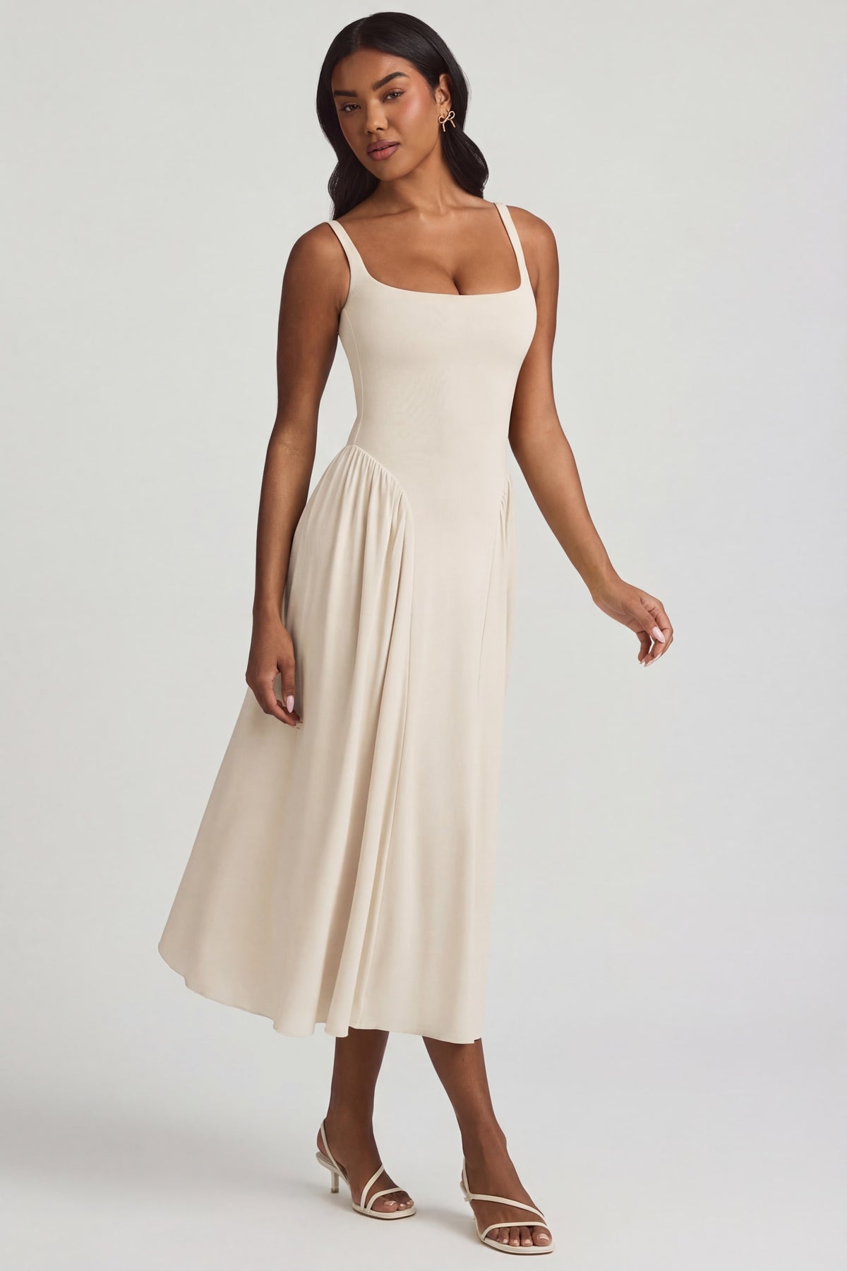 ⁣⁢Modal-A-Linien-Midaxikleid in Elfenbein⁤⁣