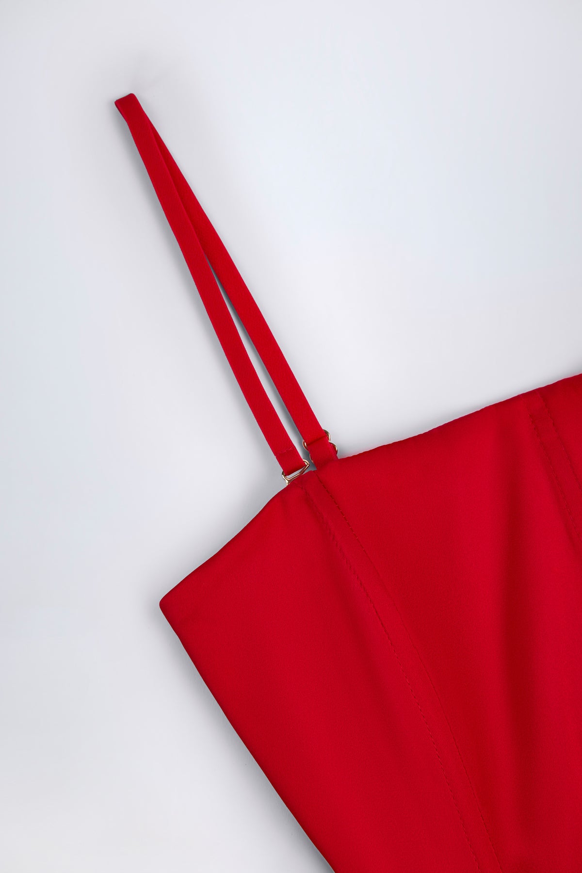 ⁣⁢Rüschen-Korsett-Playsuit mit Schnürung in Feuerrot⁤⁣