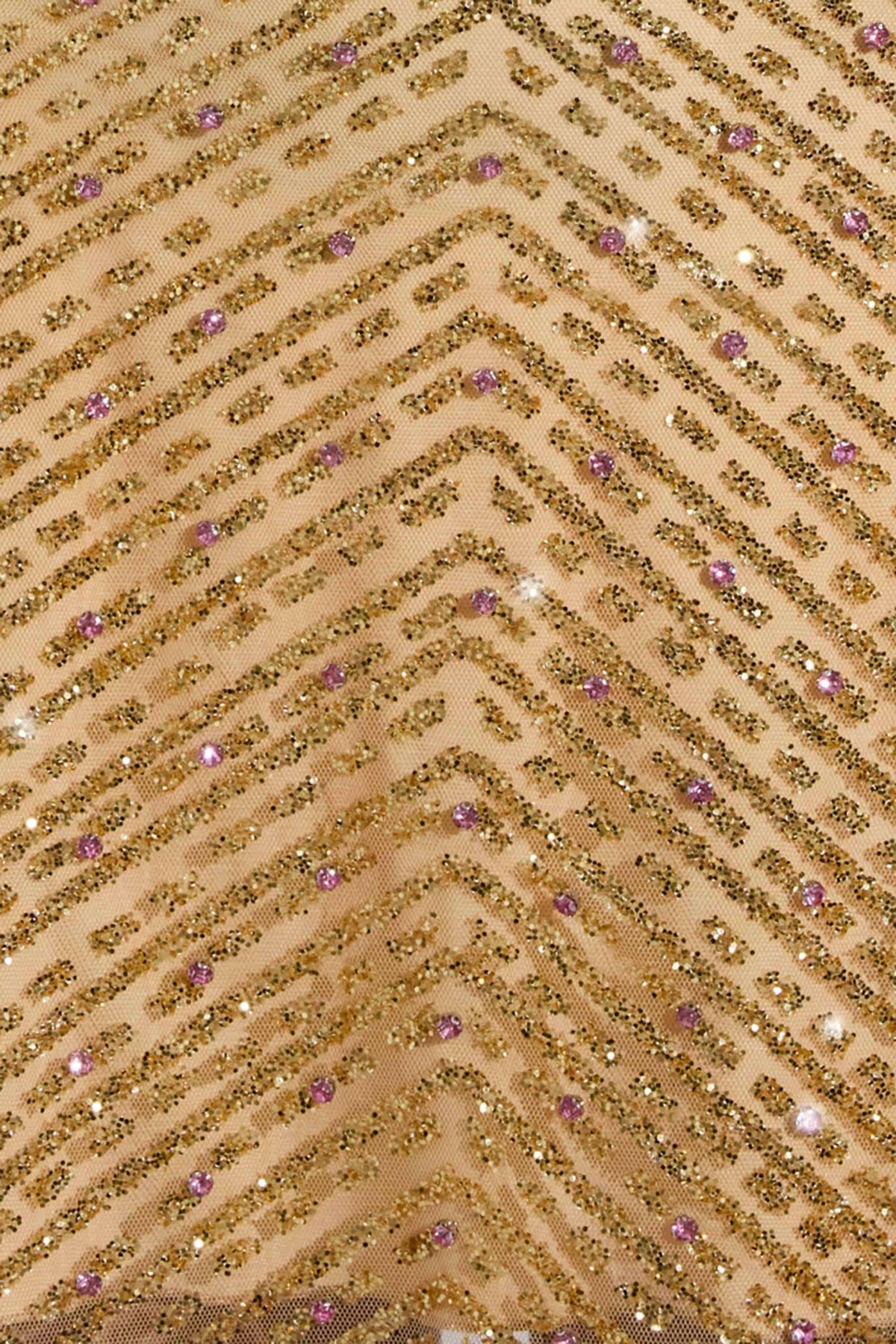 ⁣⁢Verzierter Low-Rise A-Linien-Mikrominirock in Gold⁤⁣