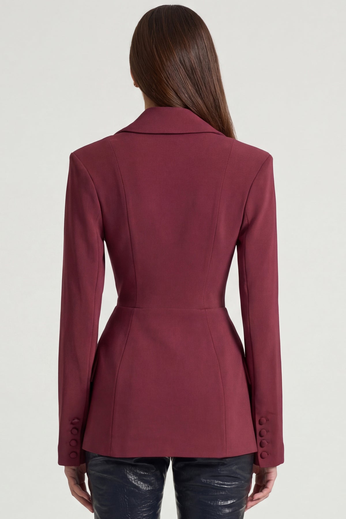 ⁣⁢Strukturierter zweireihiger Blazer in Bordeaux⁤⁣
