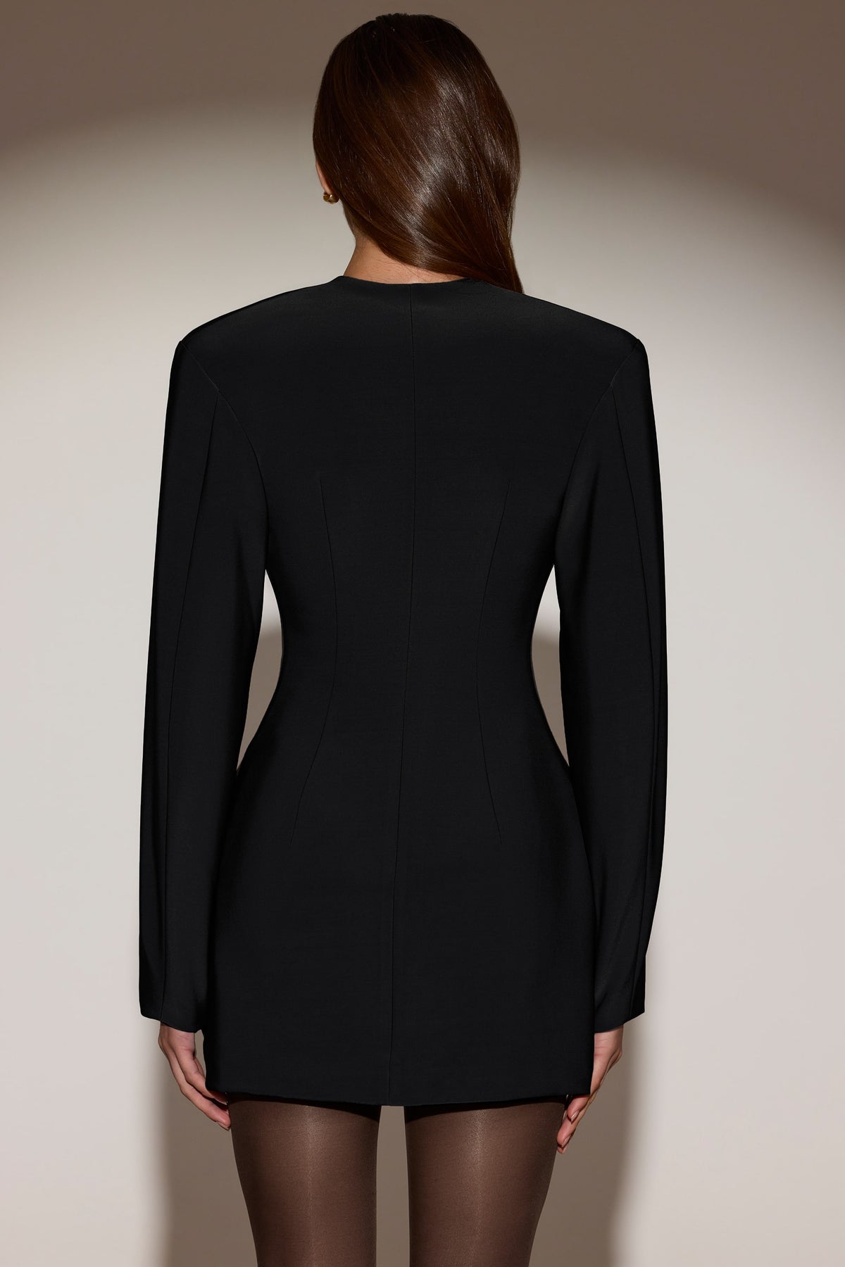 ⁣⁢Einfach geknöpfter Blazer-Minikleid in Schwarz⁤⁣