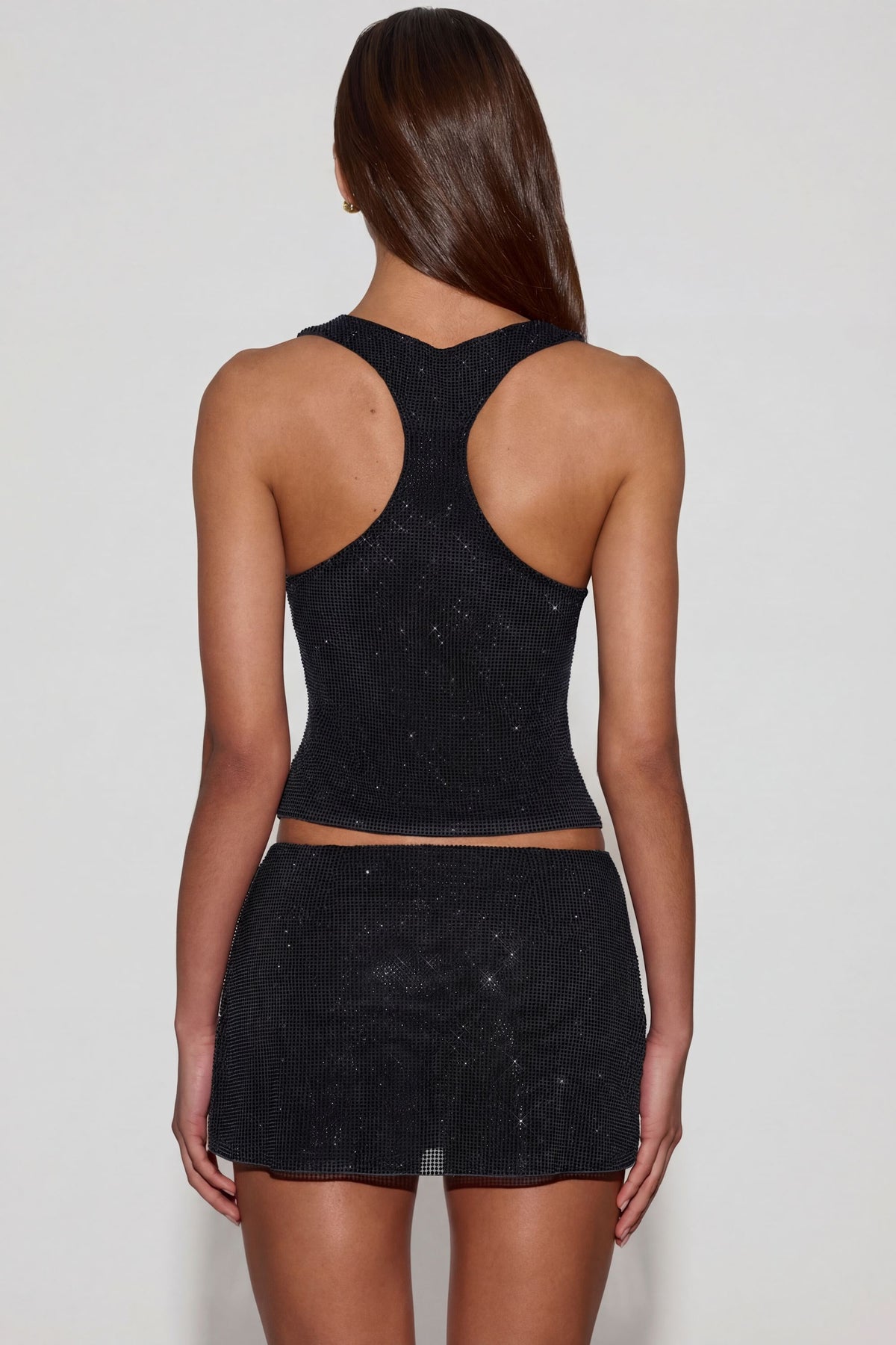 ⁣⁢Verziertes Racerback-Top mit Rundhalsausschnitt aus Jersey in Schwarz⁤⁣ - 2