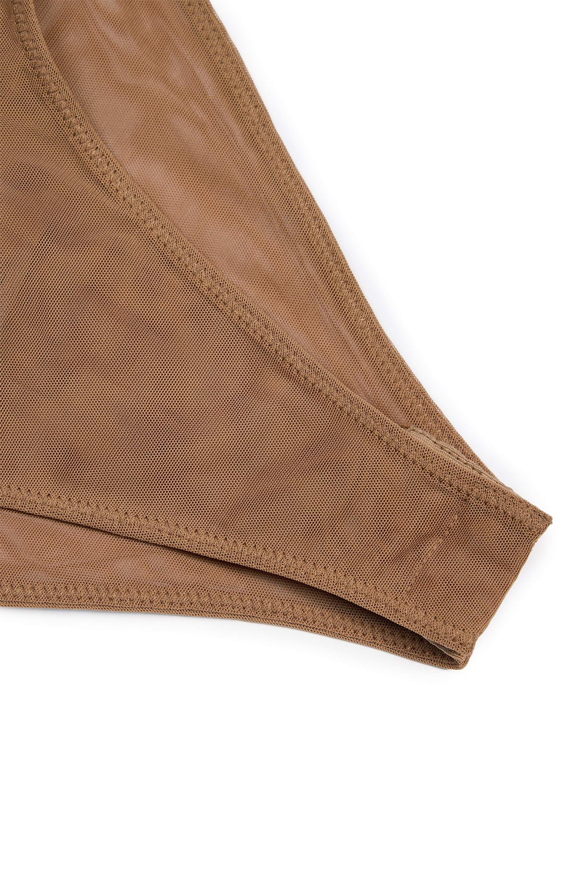 ⁣⁢Tanga-Body aus weichem Mesh mit unsichtbaren Trägern in Mandel⁤⁣