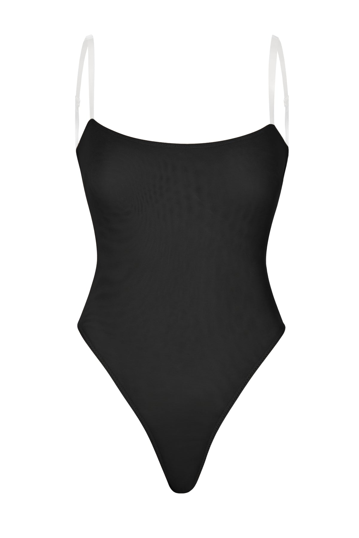 ⁣⁢Body aus Soft Mesh mit unsichtbaren Trägern und Tanga-Schnitt in Schwarz⁤⁣ - 1
