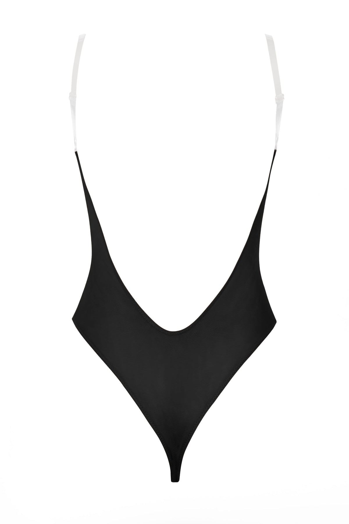 ⁣⁢Body aus Soft Mesh mit unsichtbaren Trägern und Tanga-Schnitt in Schwarz⁤⁣ - 2