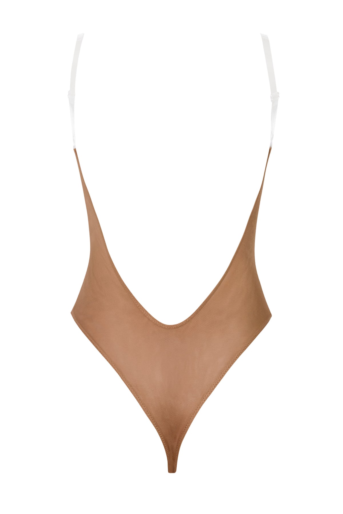 ⁣⁢Bodysuit mit unsichtbaren Trägern aus weichem Mesh (Thong) in Honey⁤⁣ - 2
