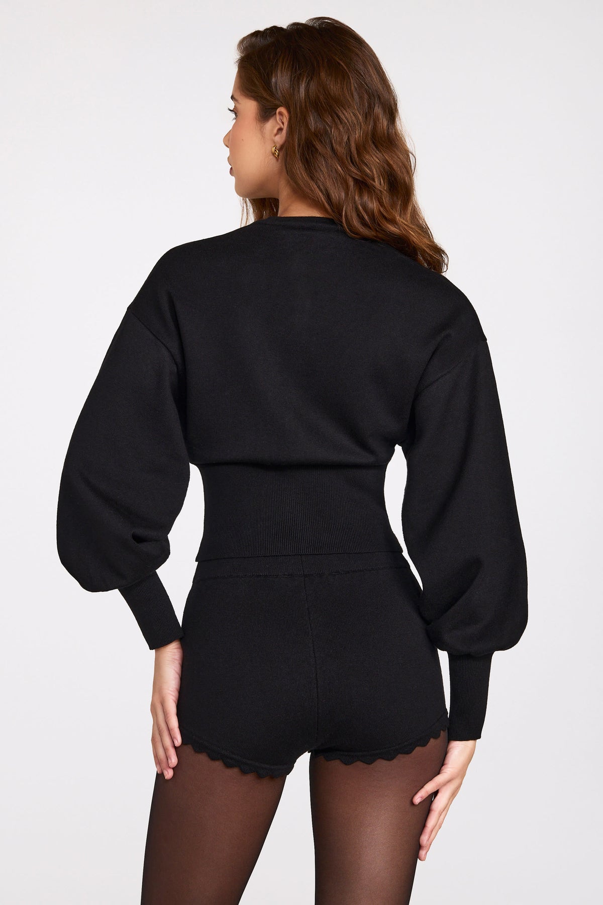 ⁣⁢Langarm-Cardigan aus Strick in Schwarz⁤⁣