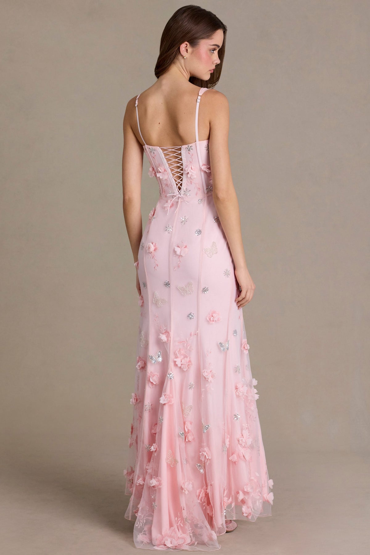 ⁣⁢Verziertes Korsett-Abendkleid in Baby Pink⁤⁣ - 2
