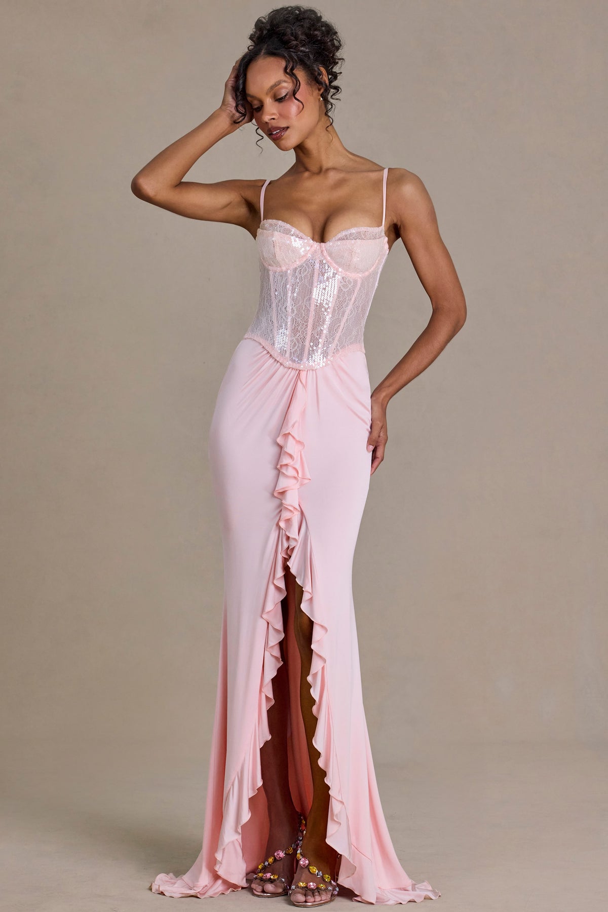 ⁣⁢Verziertes Spitzenkorsett-Abendkleid in Blossom⁤⁣ - 1