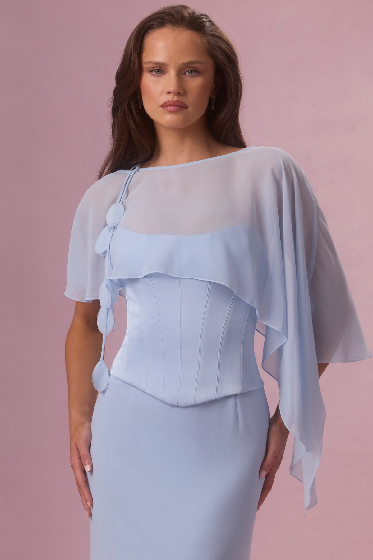 ⁣⁢Chiffon-Cape in Himmelblau⁤⁣