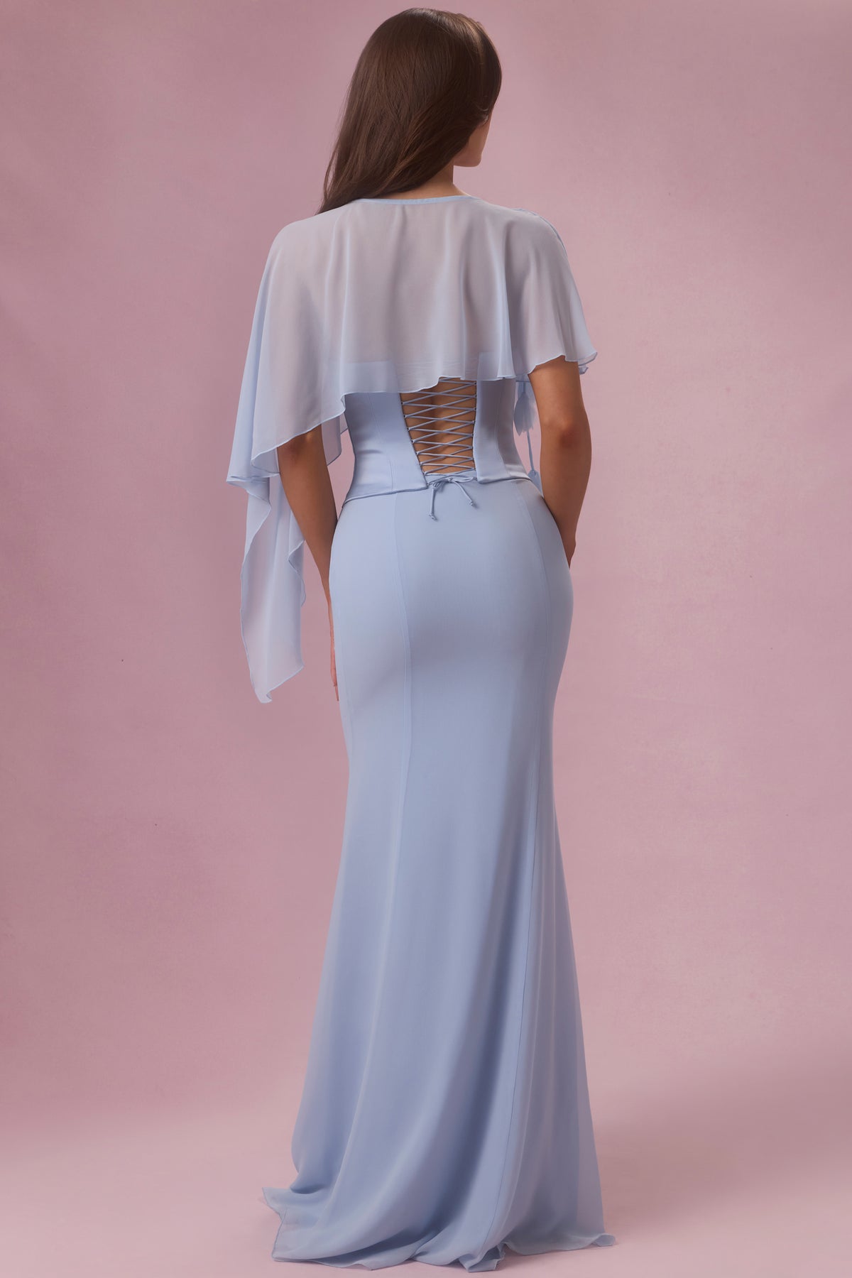 ⁣⁢Chiffon-Cape in Himmelblau⁤⁣