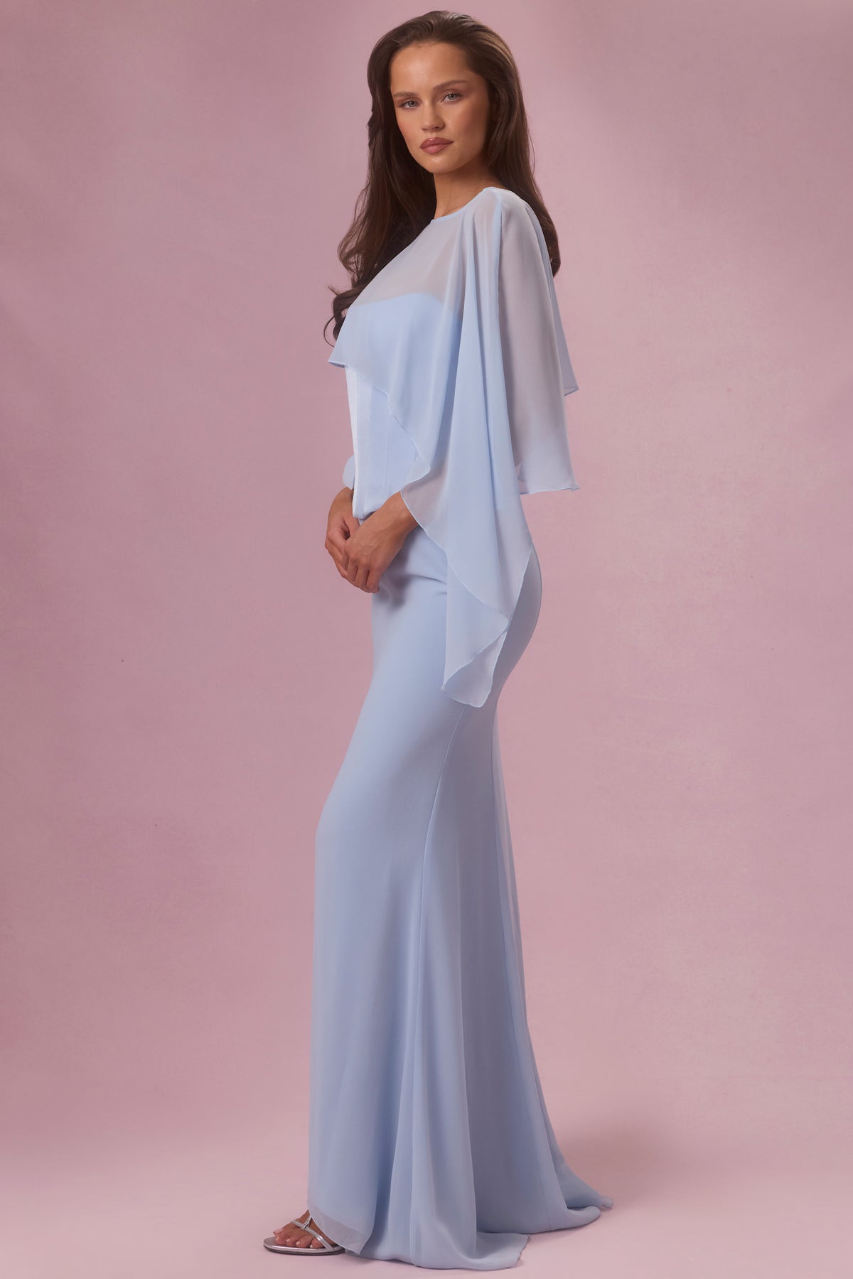 ⁣⁢Chiffon-Cape in Himmelblau⁤⁣