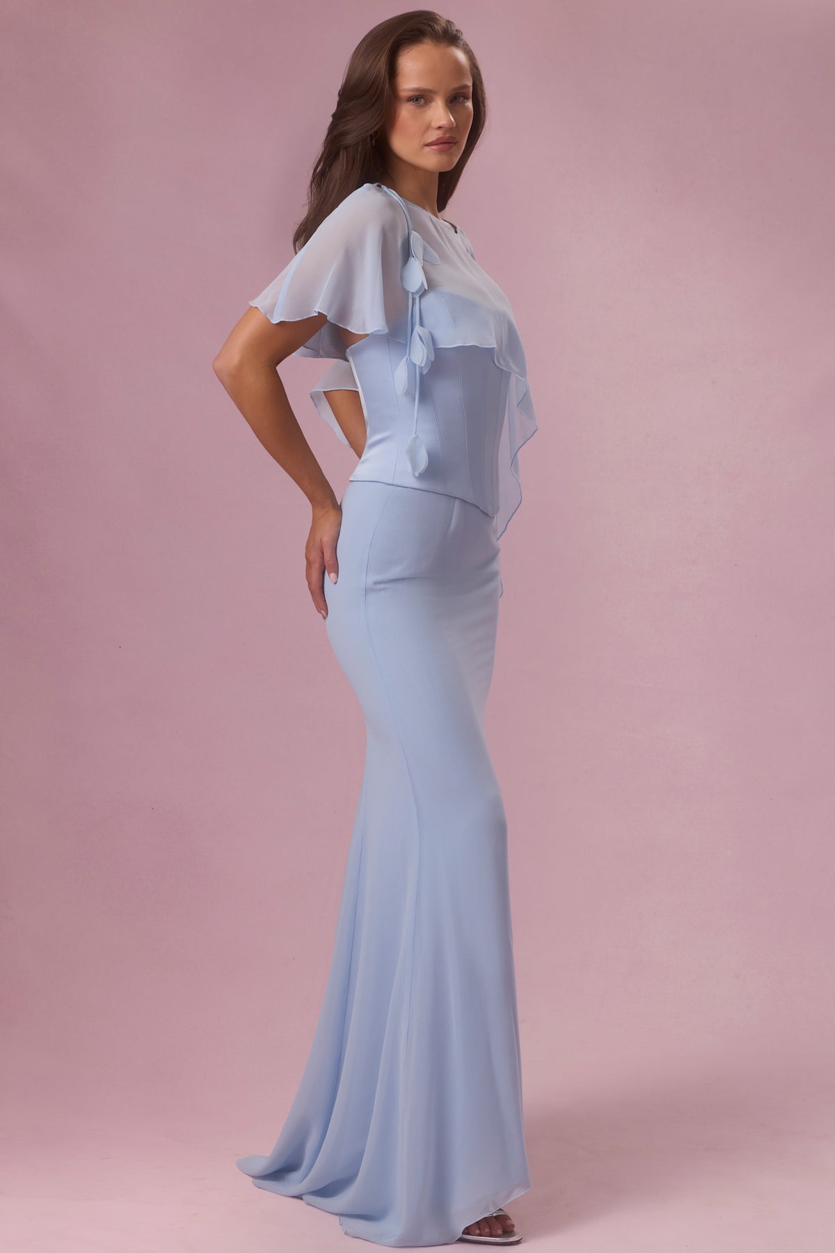 ⁣⁢Chiffon-Cape in Himmelblau⁤⁣