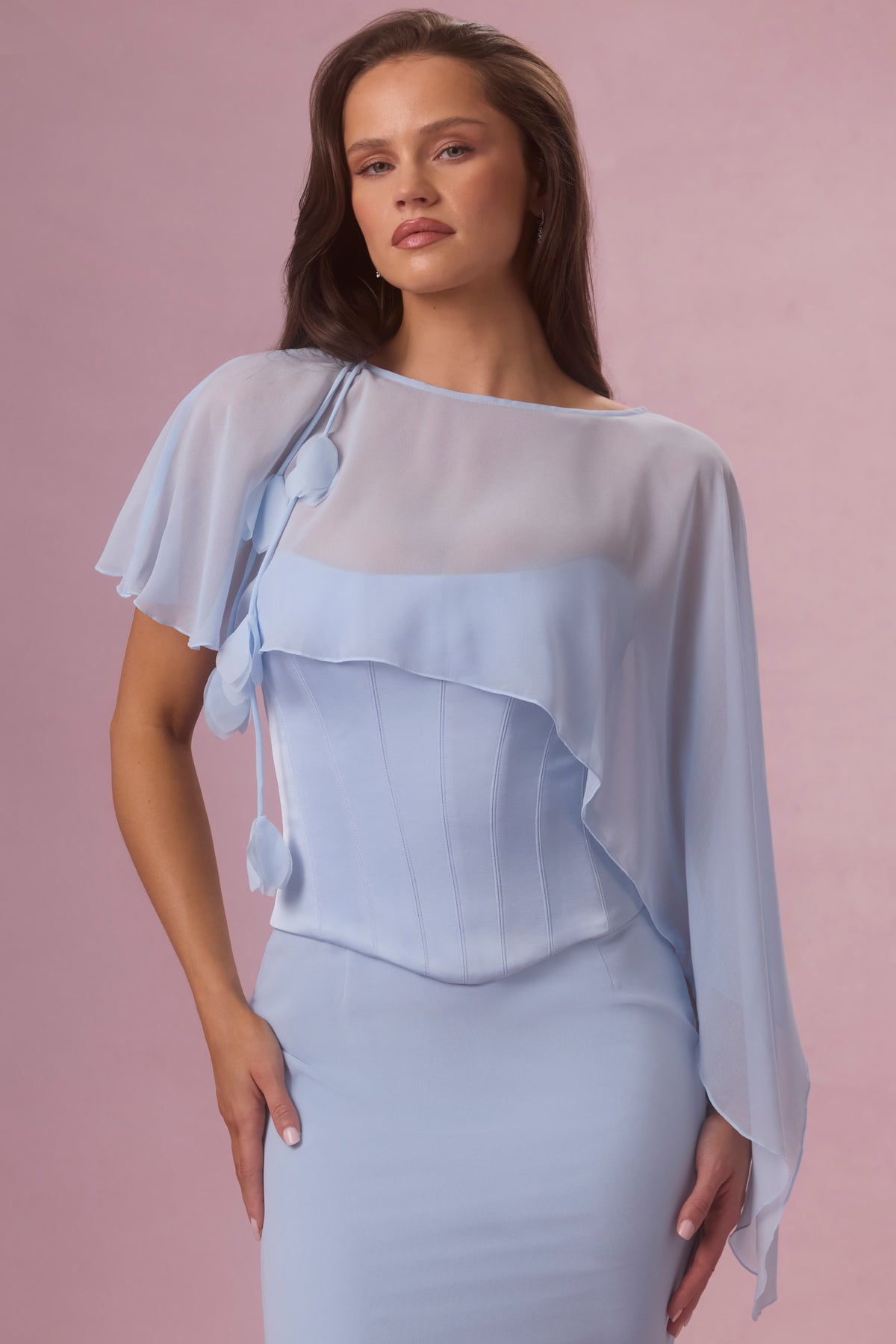 ⁣⁢Chiffon-Cape in Himmelblau⁤⁣