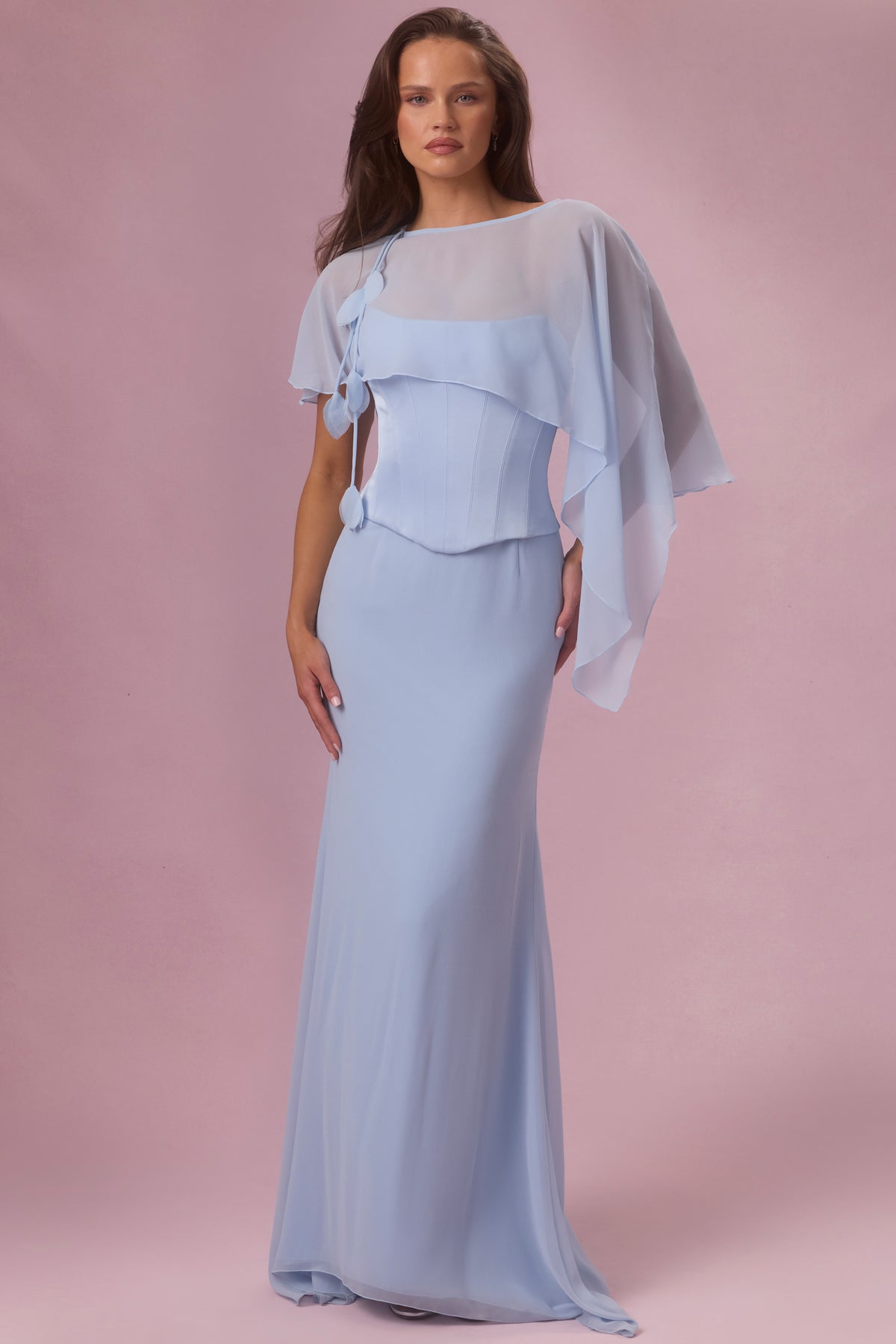 ⁣⁢Chiffon-Cape in Himmelblau⁤⁣