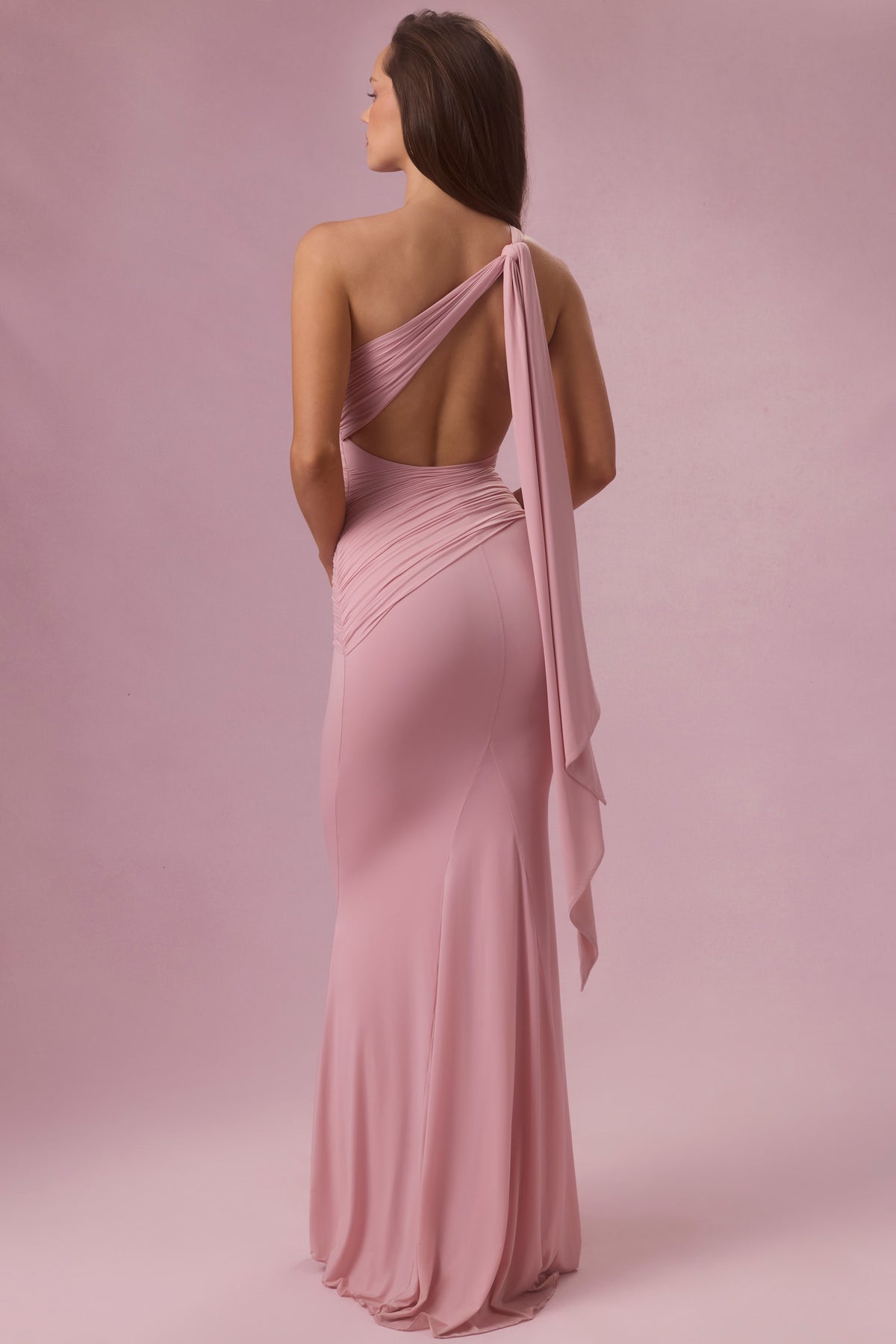 ⁣⁢Jersey-Brautjungfernkleid in Rosé⁤⁣