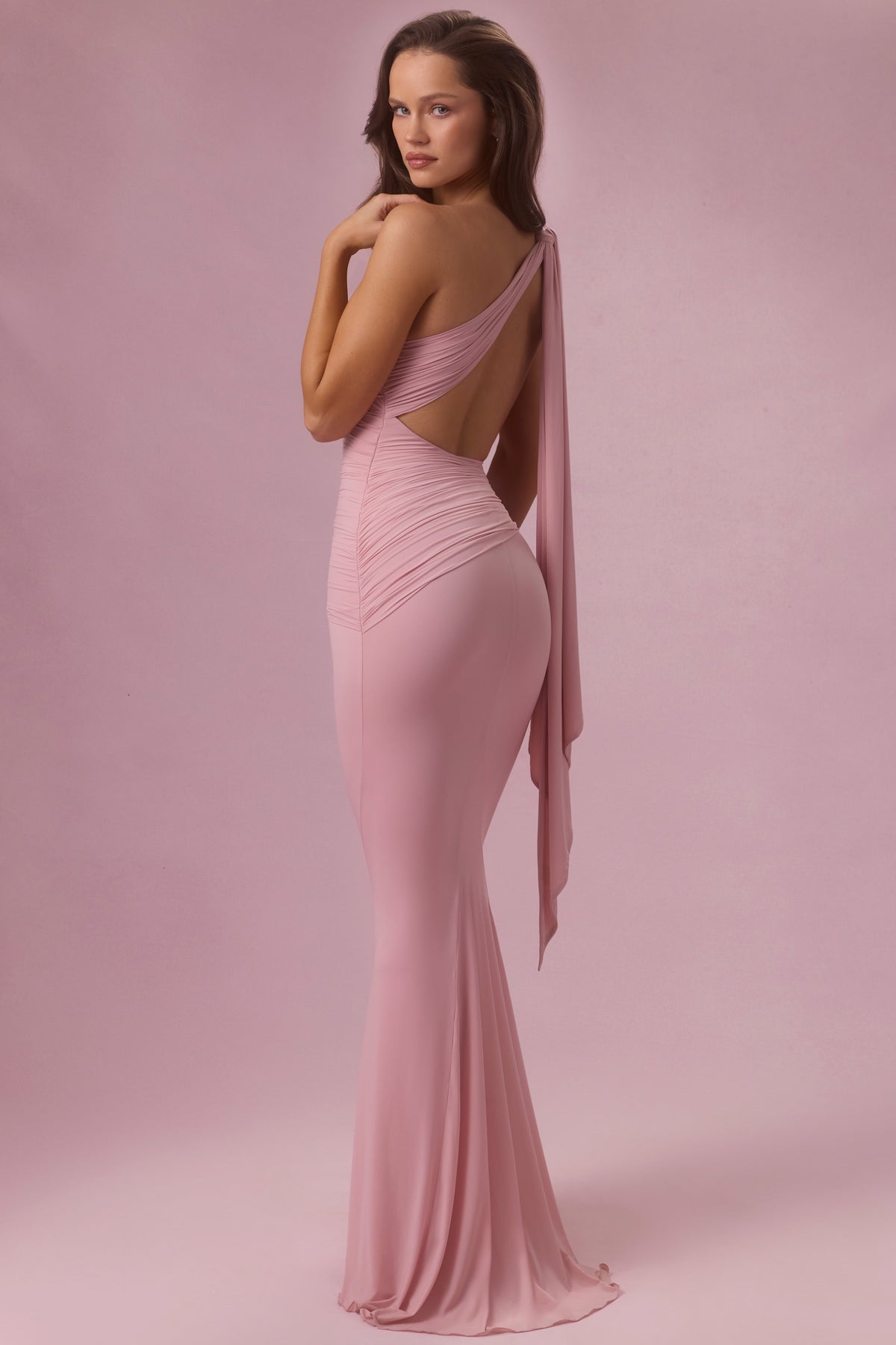 ⁣⁢Jersey-Brautjungfernkleid in Rosé⁤⁣