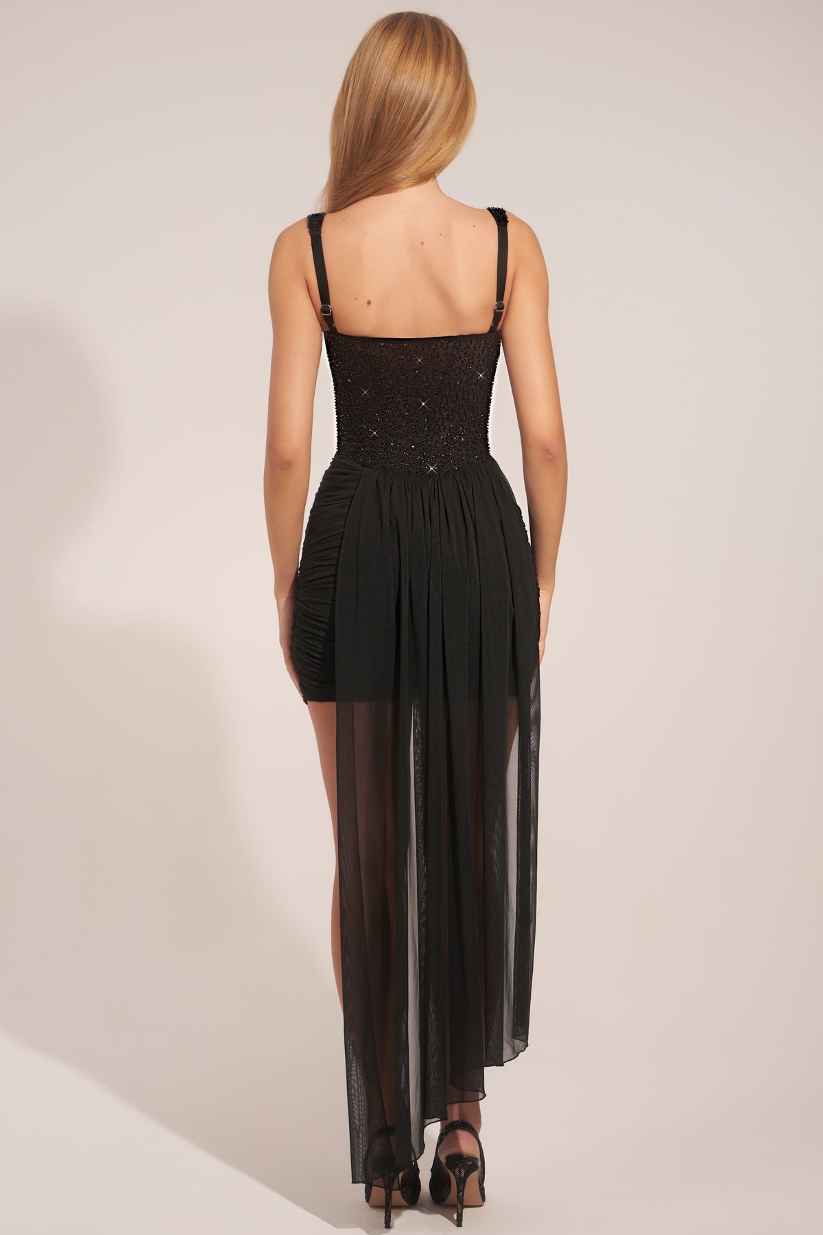 ⁣⁢Corsage-Minikleid mit Drapierung in Schwarz⁤⁣