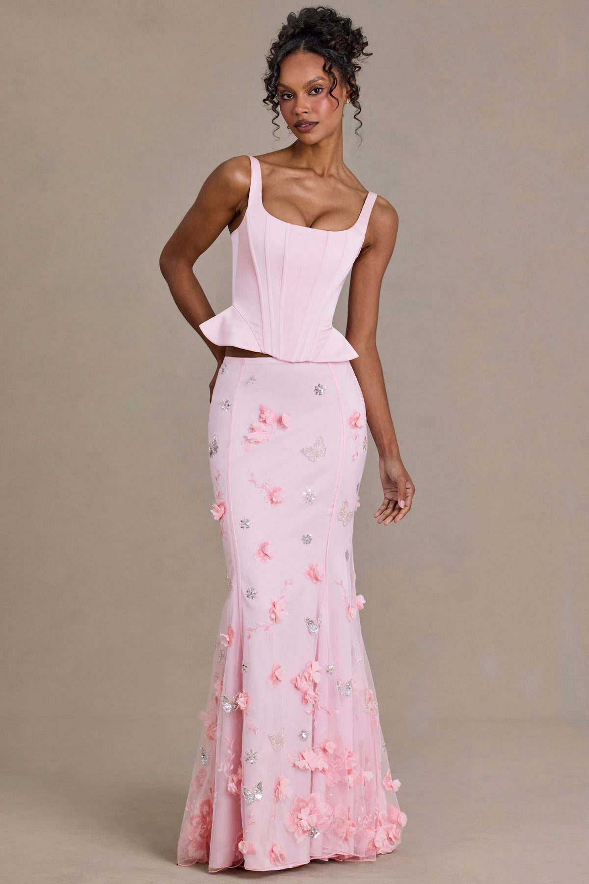⁣⁢Satin-Korsett-Top mit Schnürung in Babyrosa⁤⁣ - 1