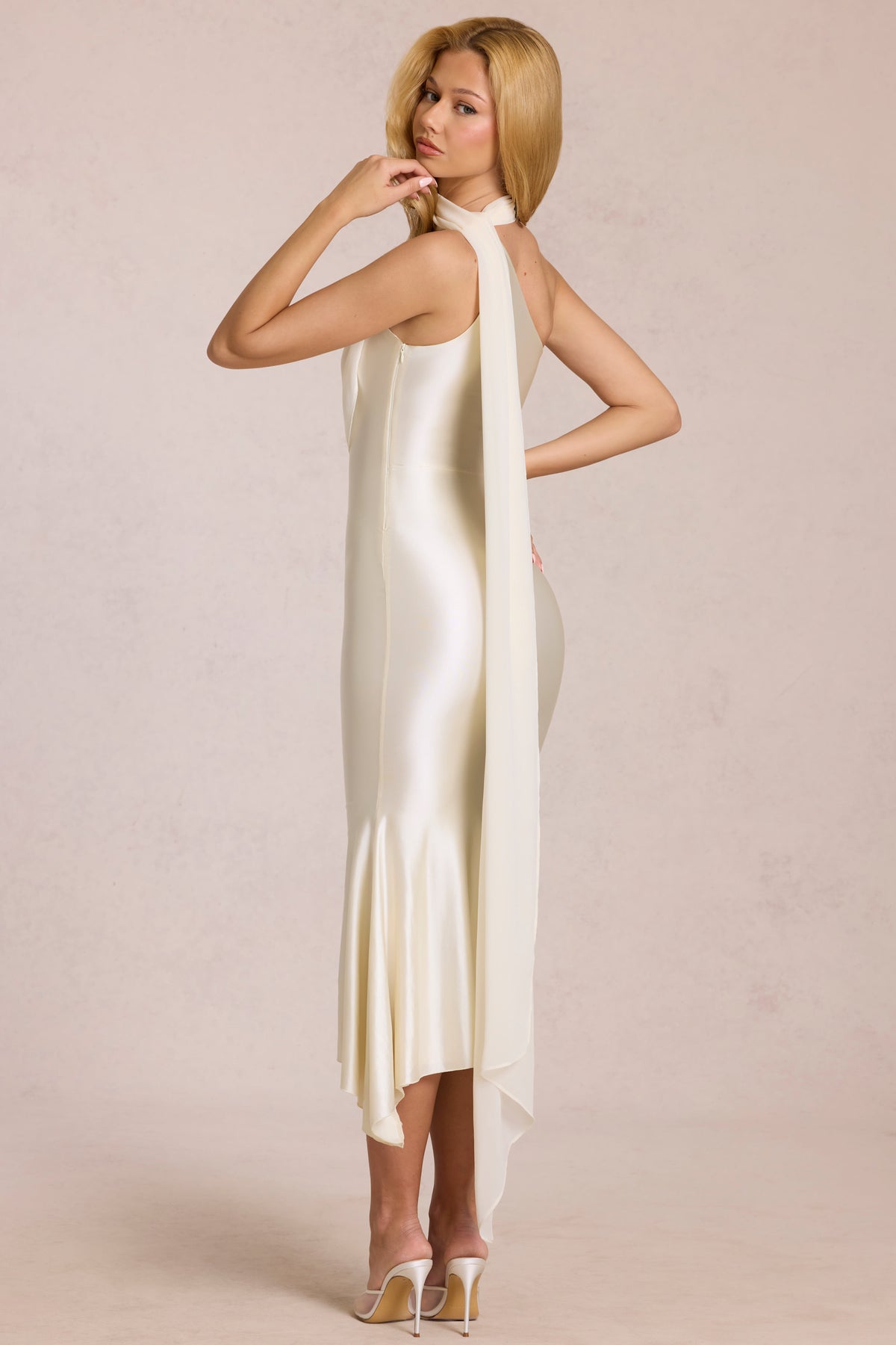 ⁣⁢Midaxikleid mit Schal-Detail in Pearl⁤⁣ - 2
