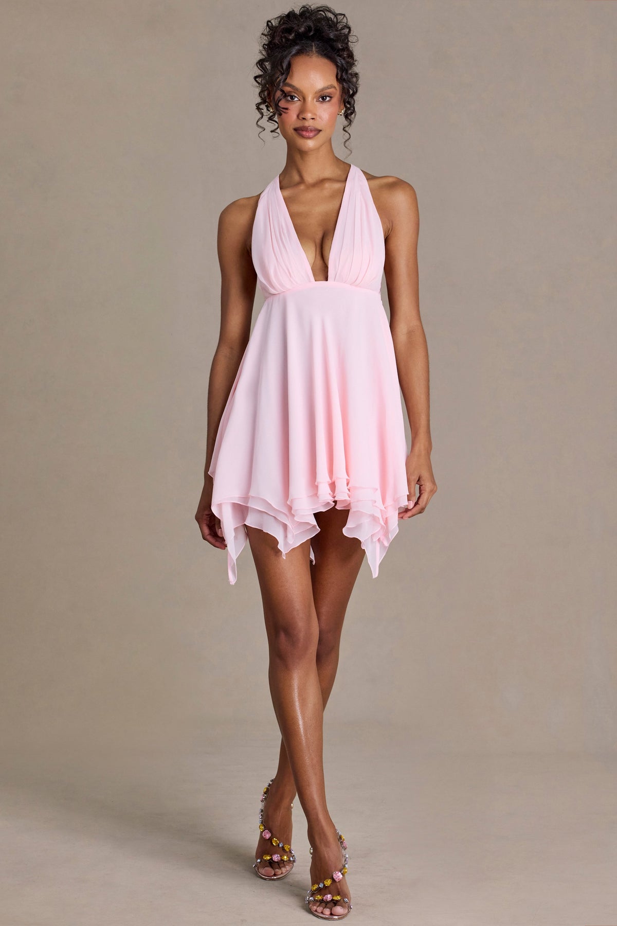 ⁣⁢Chiffon-Minikleid mit tiefem Ausschnitt und offenem Rücken in Blossom⁤⁣ - 2