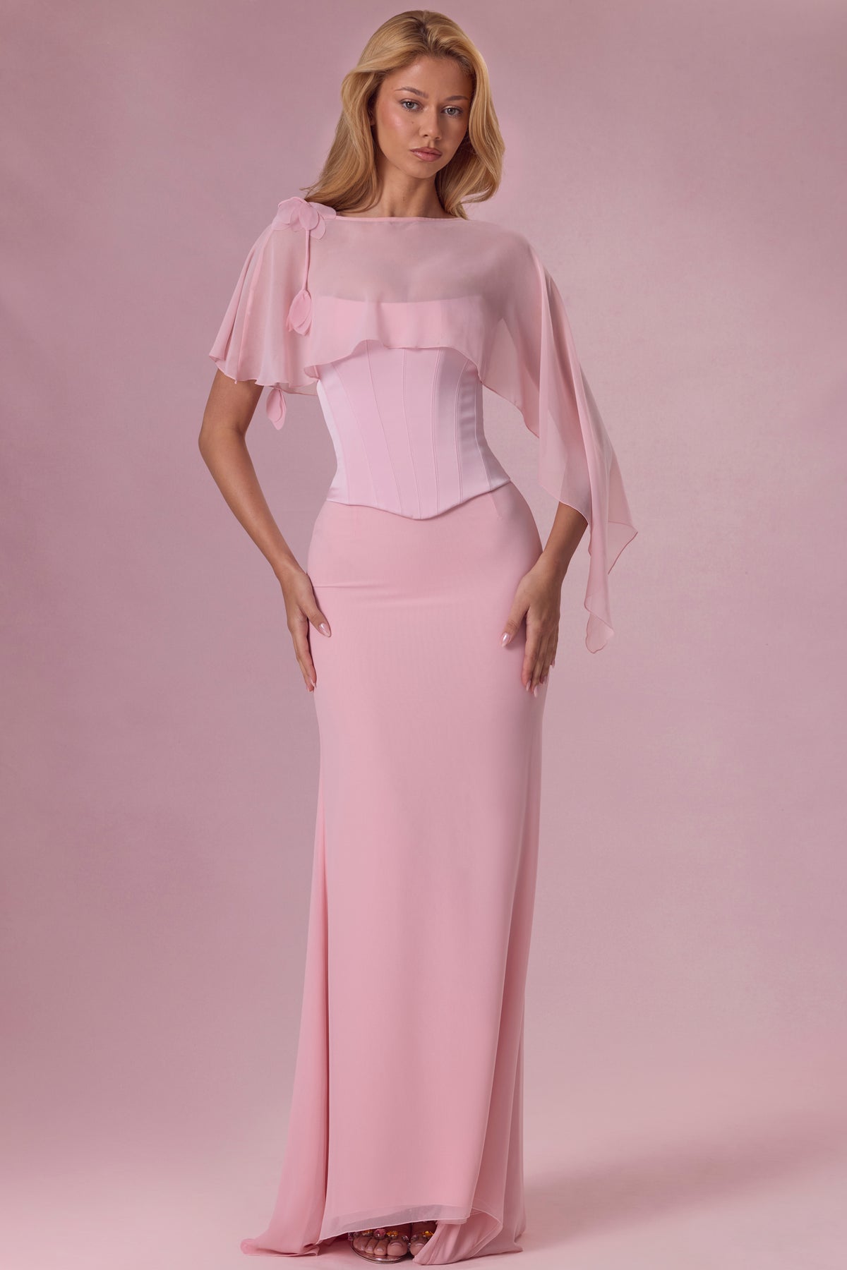 ⁣⁢Satin-Korsett-Brautjungfernkleid in Blush⁤⁣
