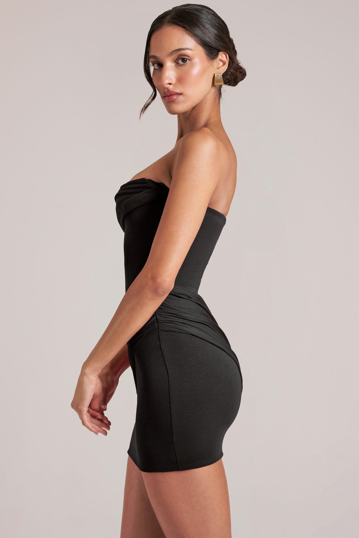 ⁣⁢Bandeau-Bodycon-Minikleid in Schwarz⁤⁣
