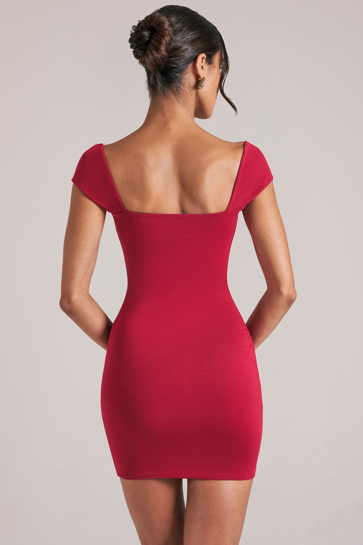 ⁣⁢Sweetheart-Ausschnitt-Minikleid in Kirschrot⁤⁣