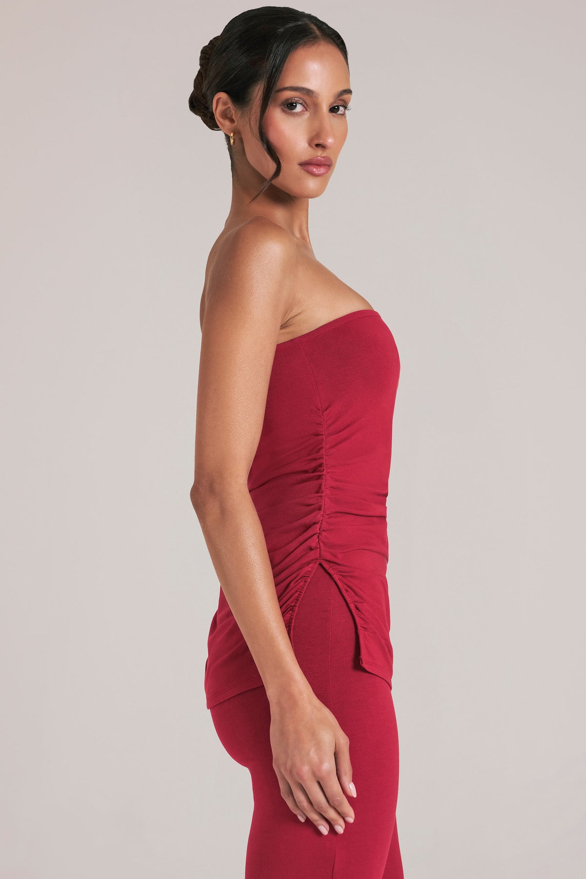 ⁣⁢Longline-Bandeau-Top in Kirschrot⁤⁣