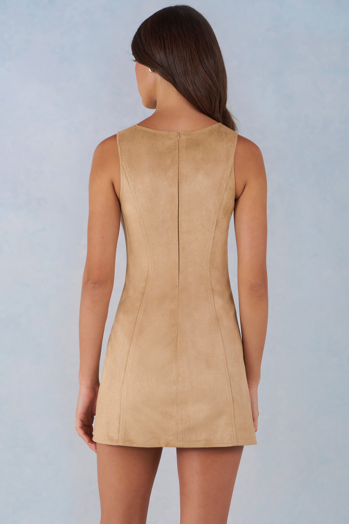 ⁣⁢A-Linien-Minikleid aus Wildlederimitat in Tan⁤⁣ - 2