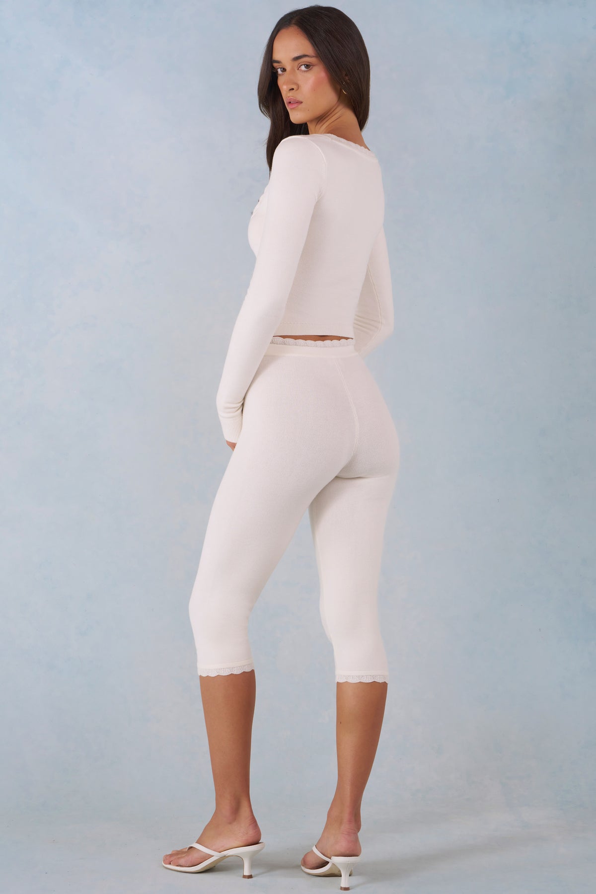 ⁣⁢Strickhose mit mittlerer Leibhöhe Capri in Elfenbein⁤⁣