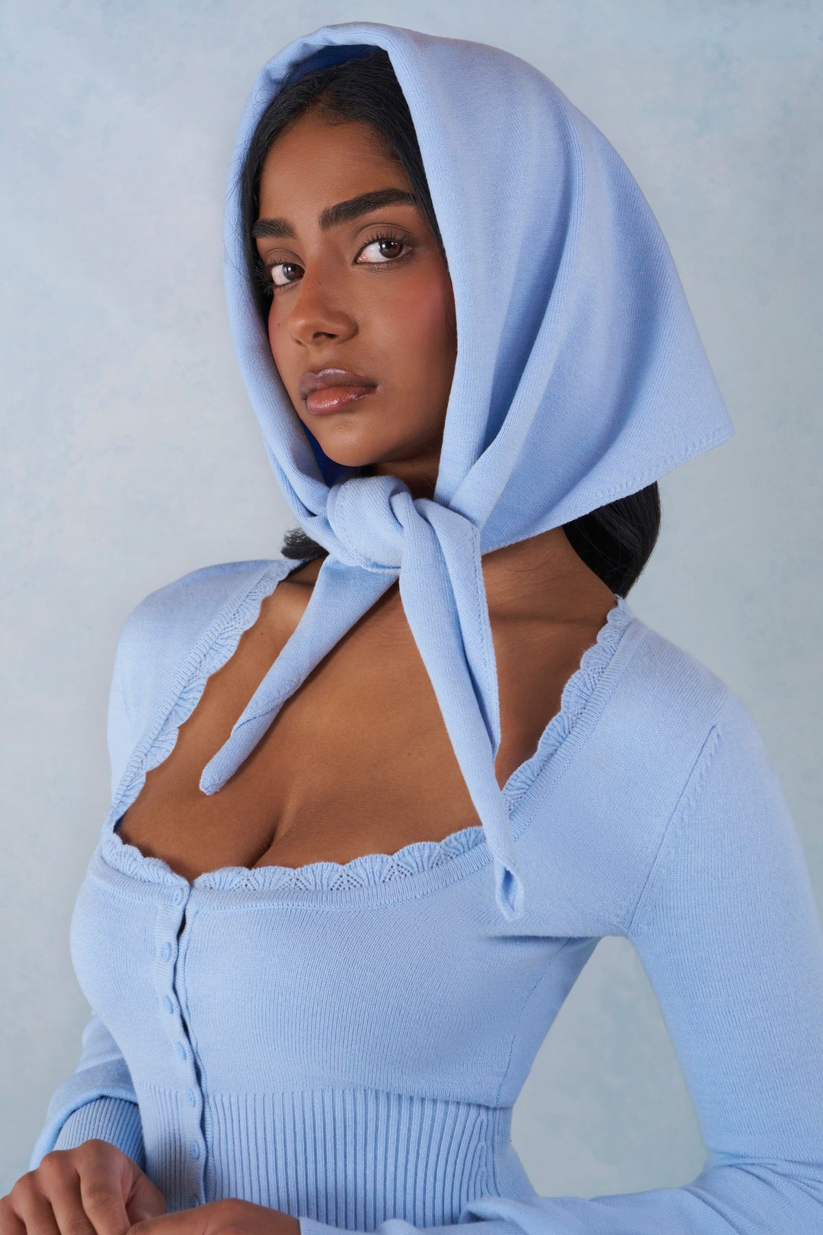 ⁣⁢Strick-Kopftuch in Soft Blue⁤⁣ - 1