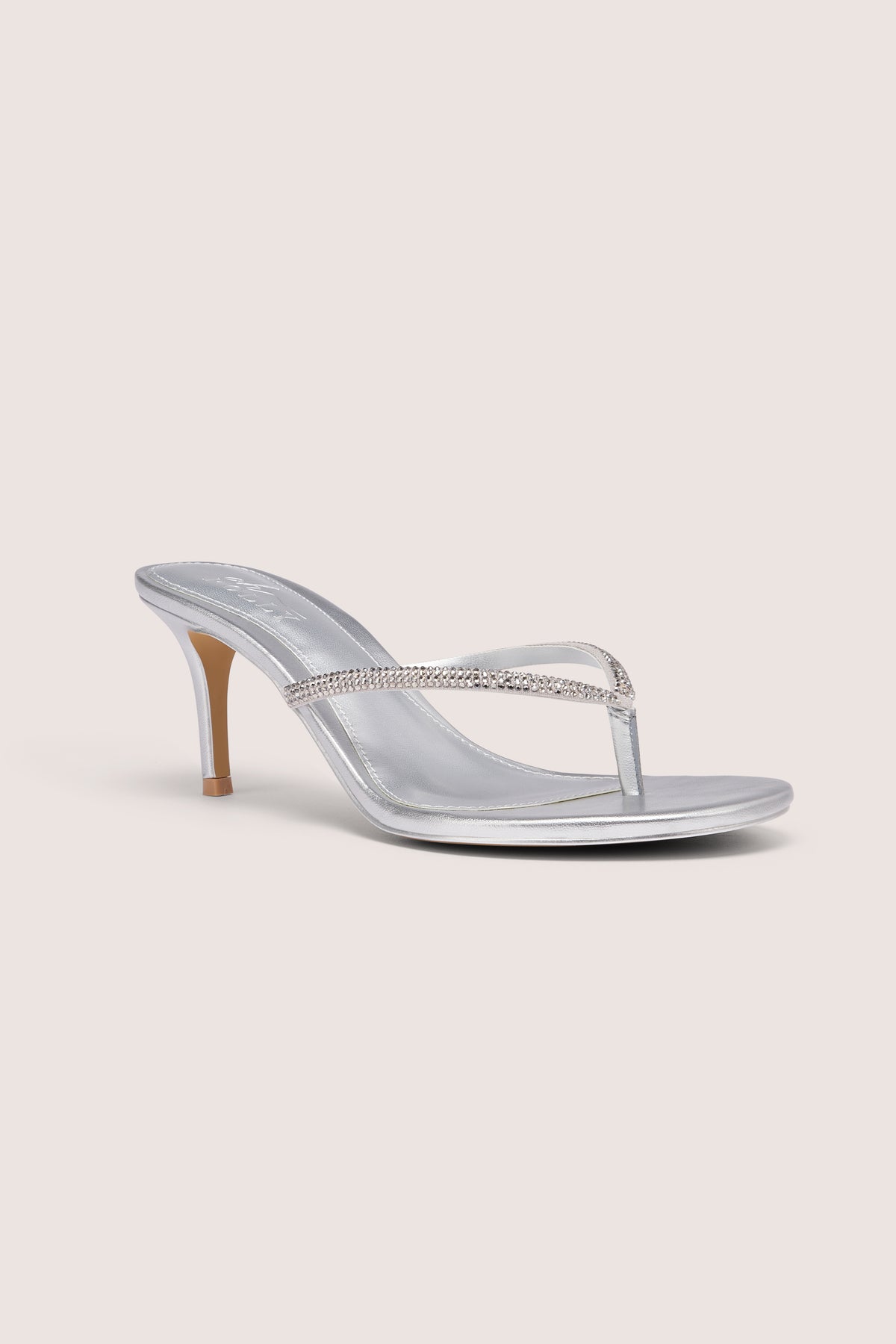 ⁣⁢Sandaletten mit Absatz in Silber⁤⁣
