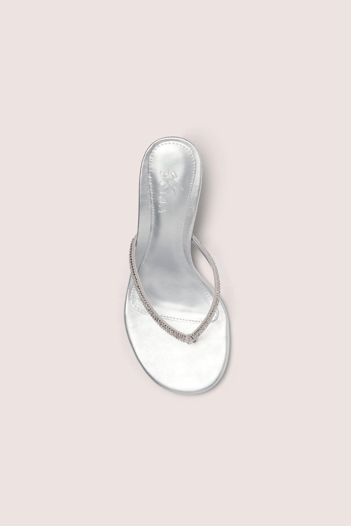 ⁣⁢Sandaletten mit Absatz in Silber⁤⁣