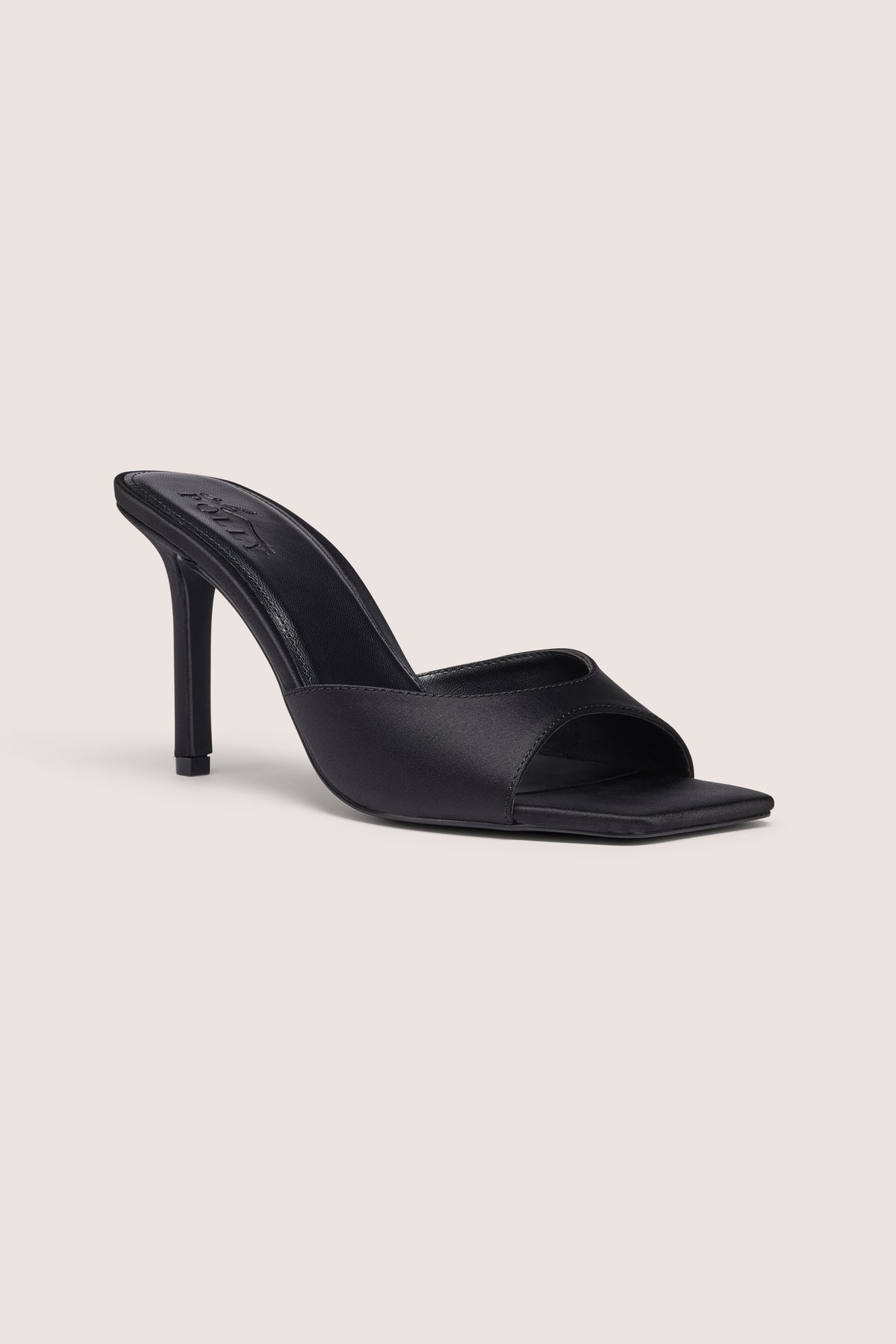 ⁣⁢Mulesandalen aus Satin mit Absatz in Schwarz⁤⁣ - 1