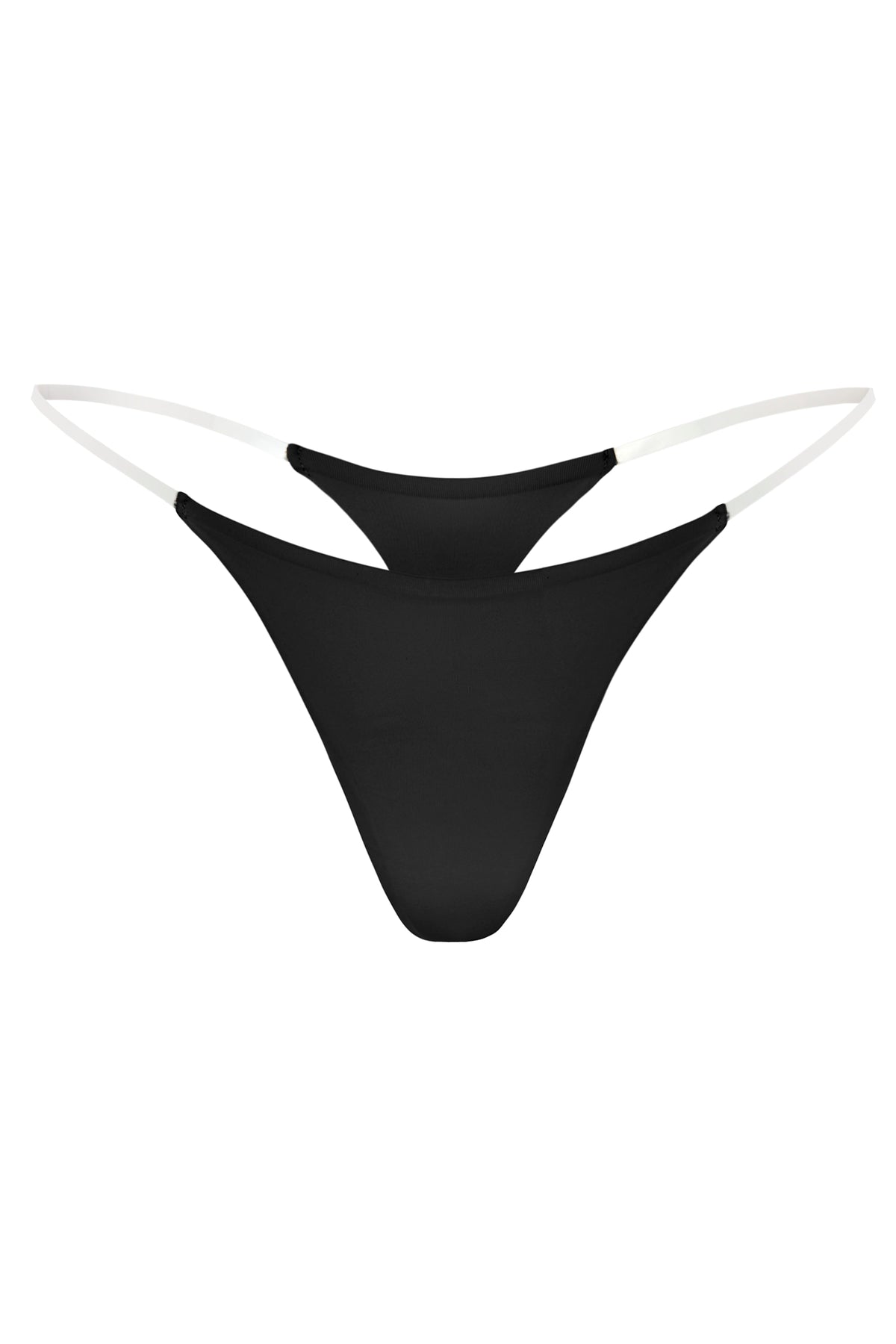 ⁣⁢Seamless-Tanga aus Strick mit transparenten Bändern in Schwarz⁤⁣