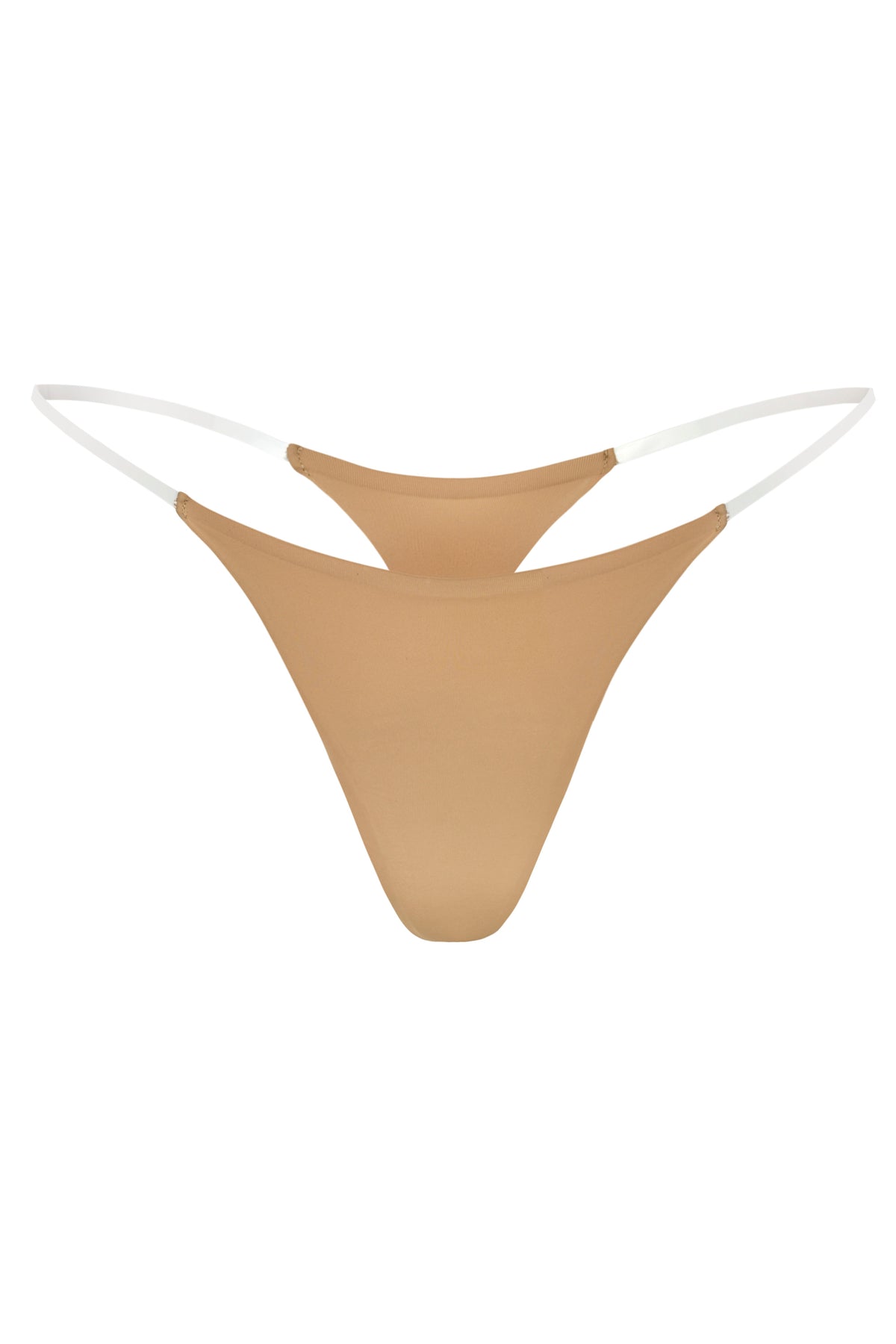 ⁣⁢Seamless-Tanga aus Strick mit transparenten Bändern in Karamell⁤⁣