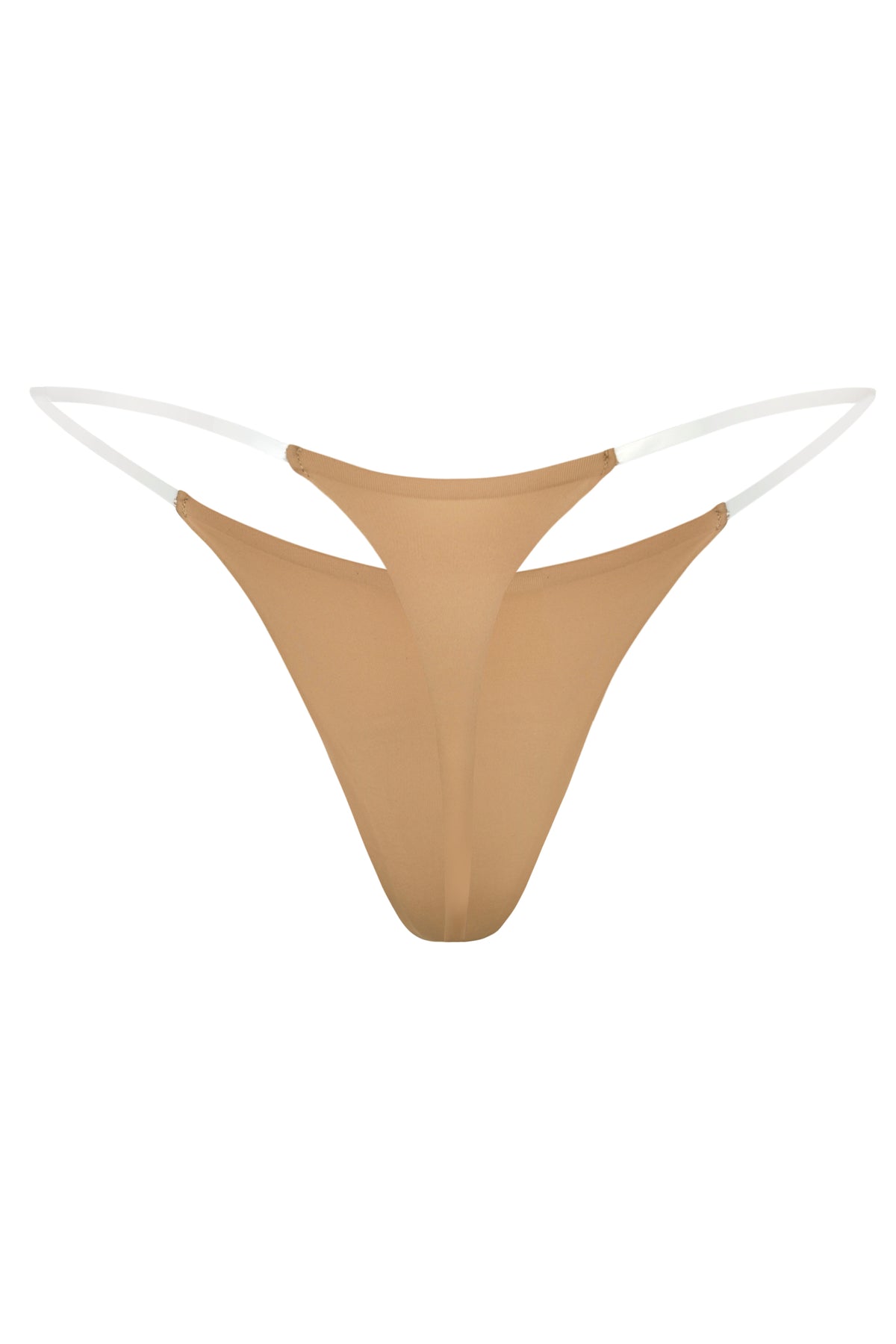 ⁣⁢Seamless-Tanga aus Strick mit transparenten Bändern in Karamell⁤⁣