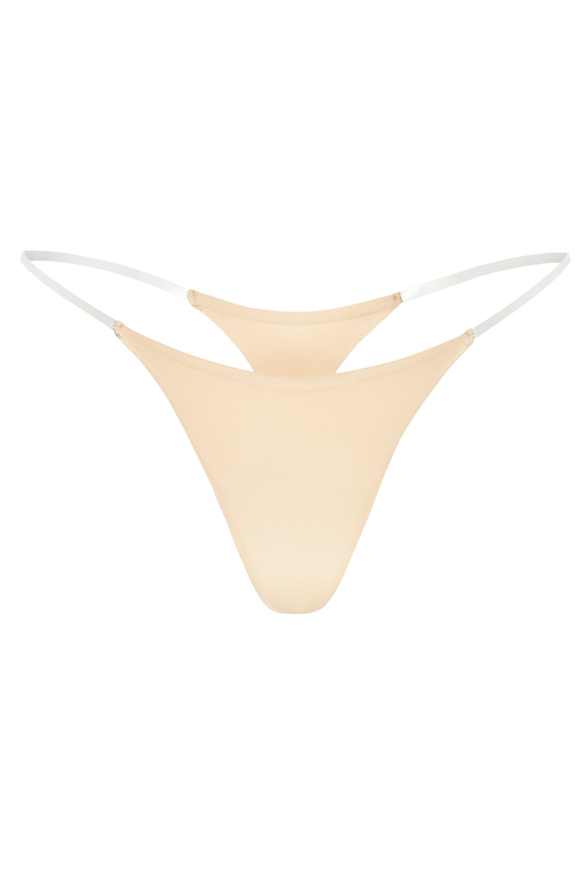 ⁣⁢Nahtloser Tanga aus Strick mit transparentem Träger in Warm Peach⁤⁣ - 1