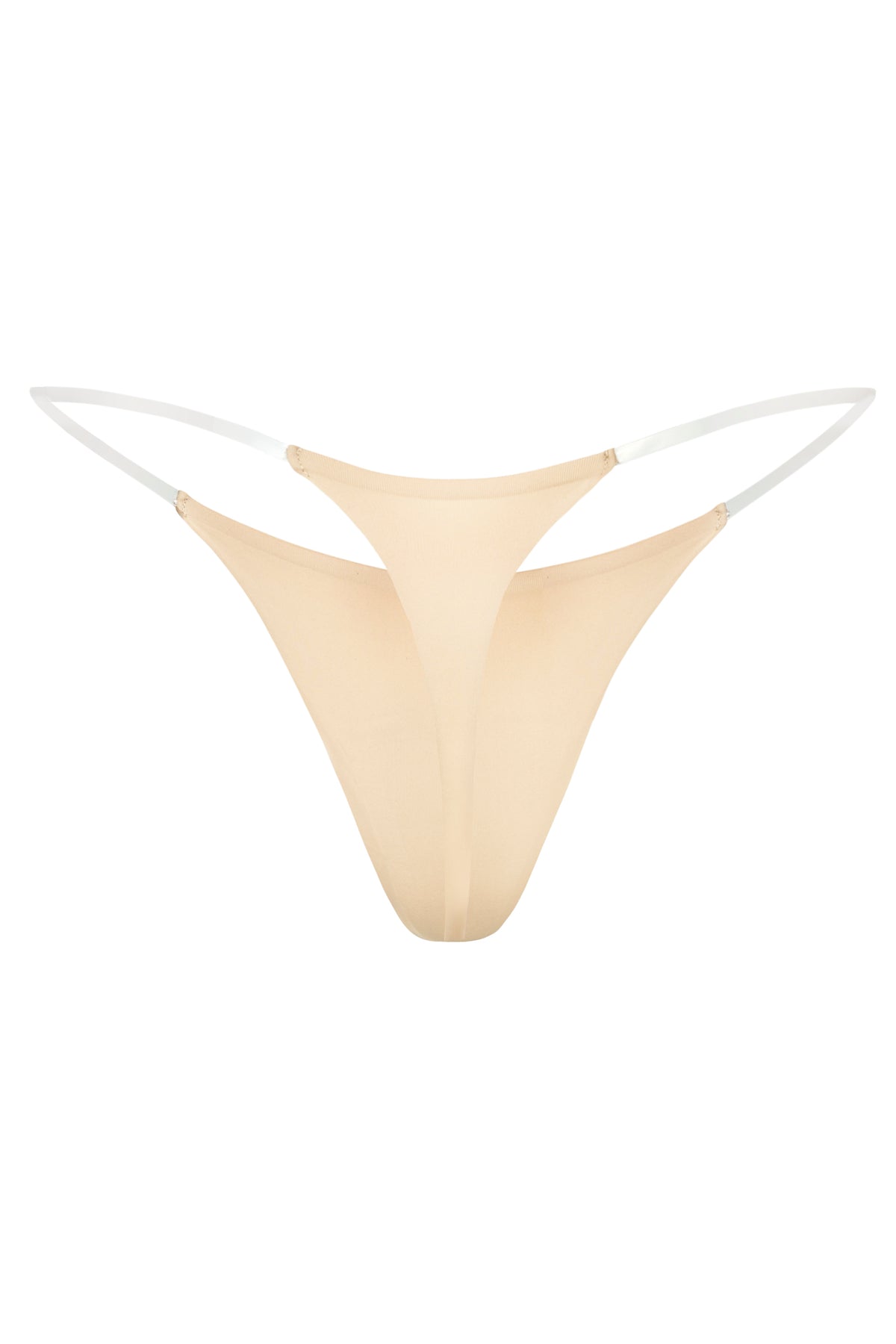 ⁣⁢Nahtloser Tanga aus Strick mit transparentem Träger in Warm Peach⁤⁣ - 2