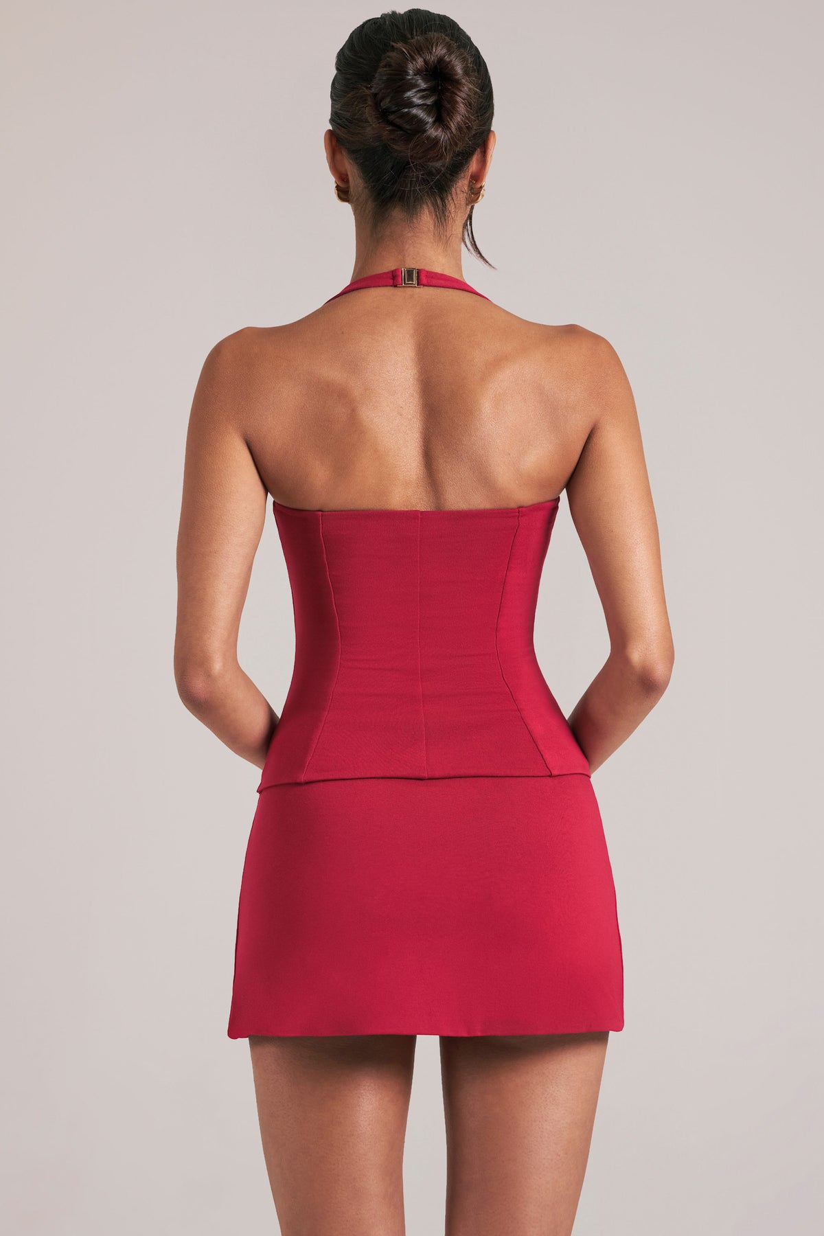 ⁣⁢Longline-Neckholder-Top in Cherry Red⁤⁣