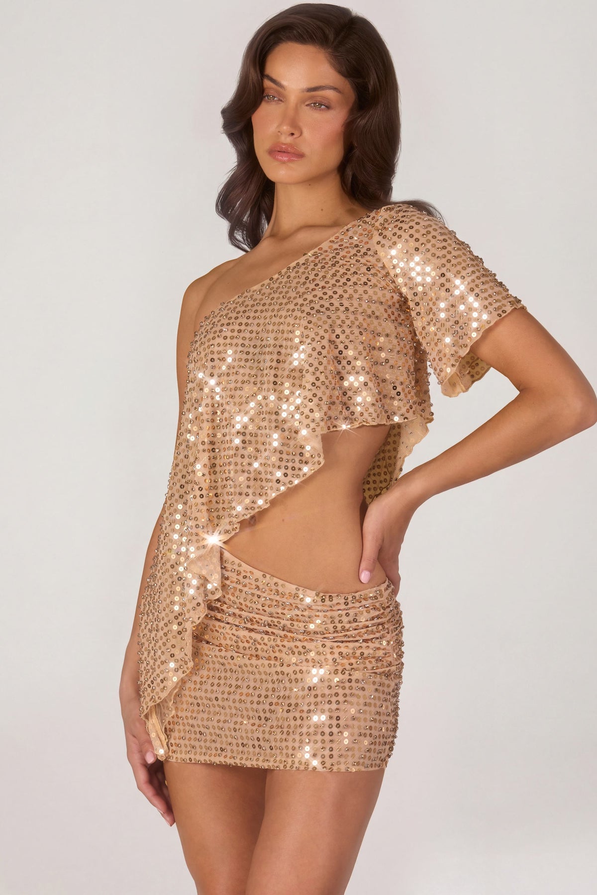 ⁣⁢Verzierter Mikrominirock in Gold⁤⁣
