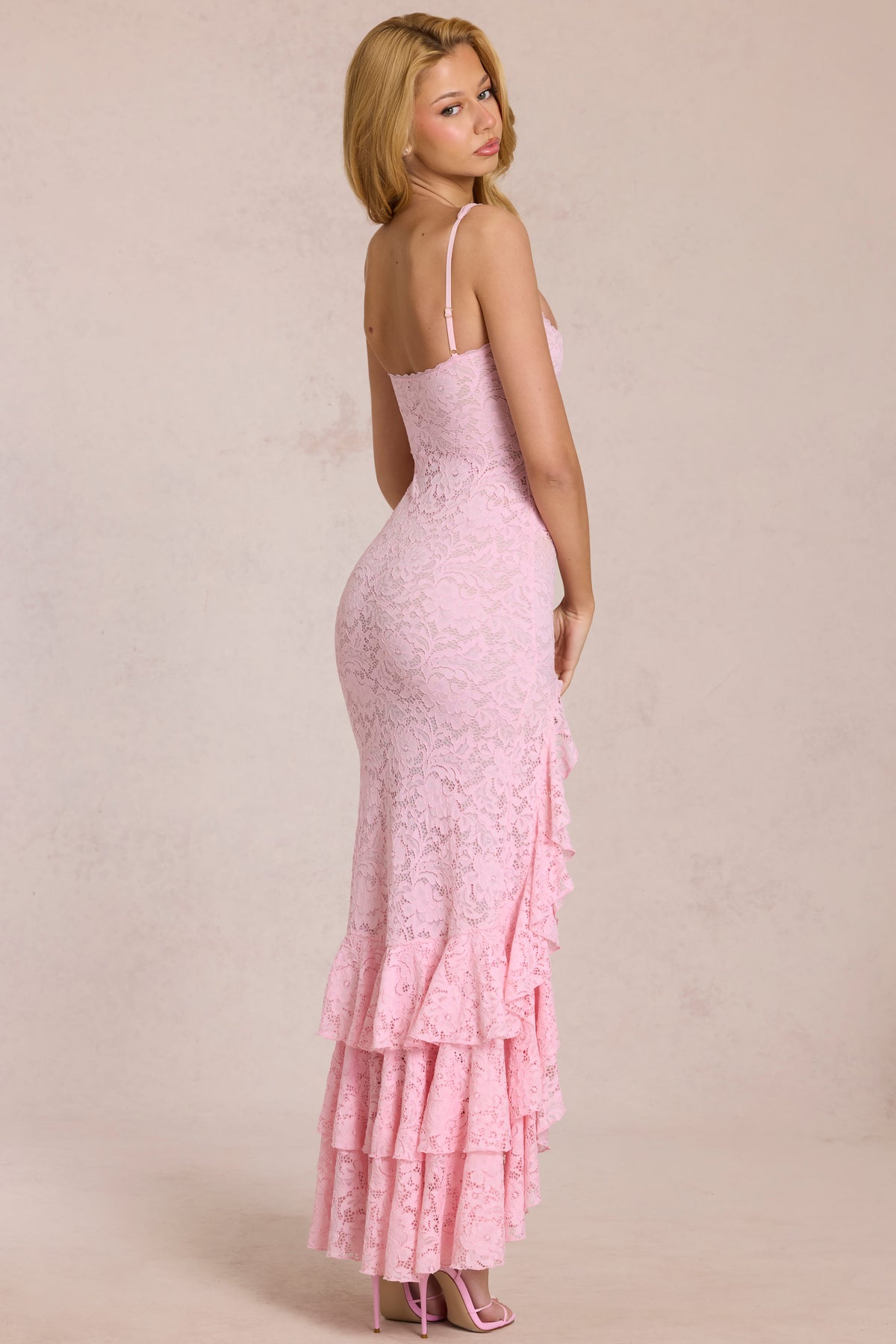⁣⁢Spitzen-Maxikleid mit Rüschen in Blossom Pink⁤⁣ - 2
