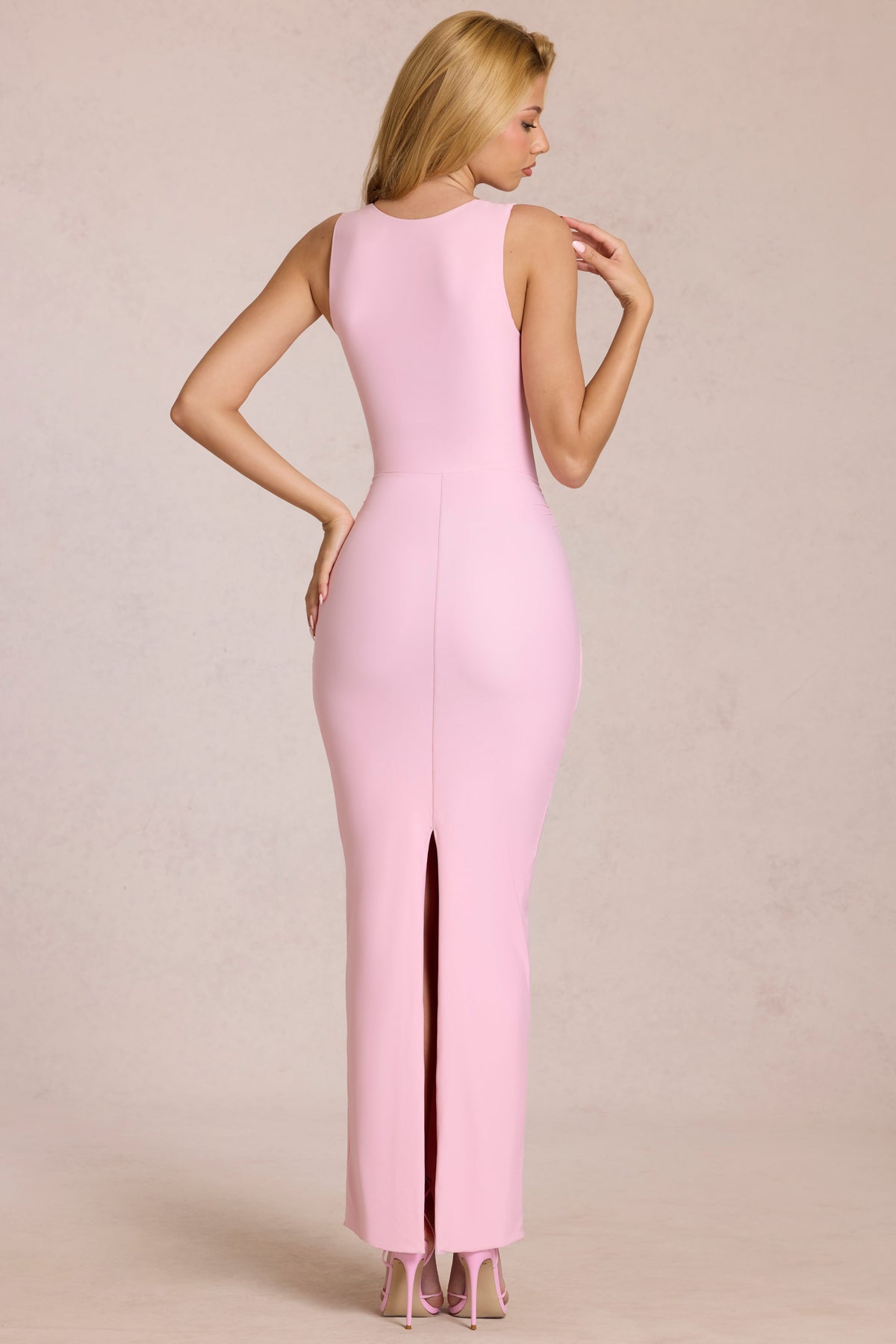 ⁣⁢Maxikleid mit eckigem Ausschnitt und Raffung zum Binden in Blossom Pink⁤⁣ - 2
