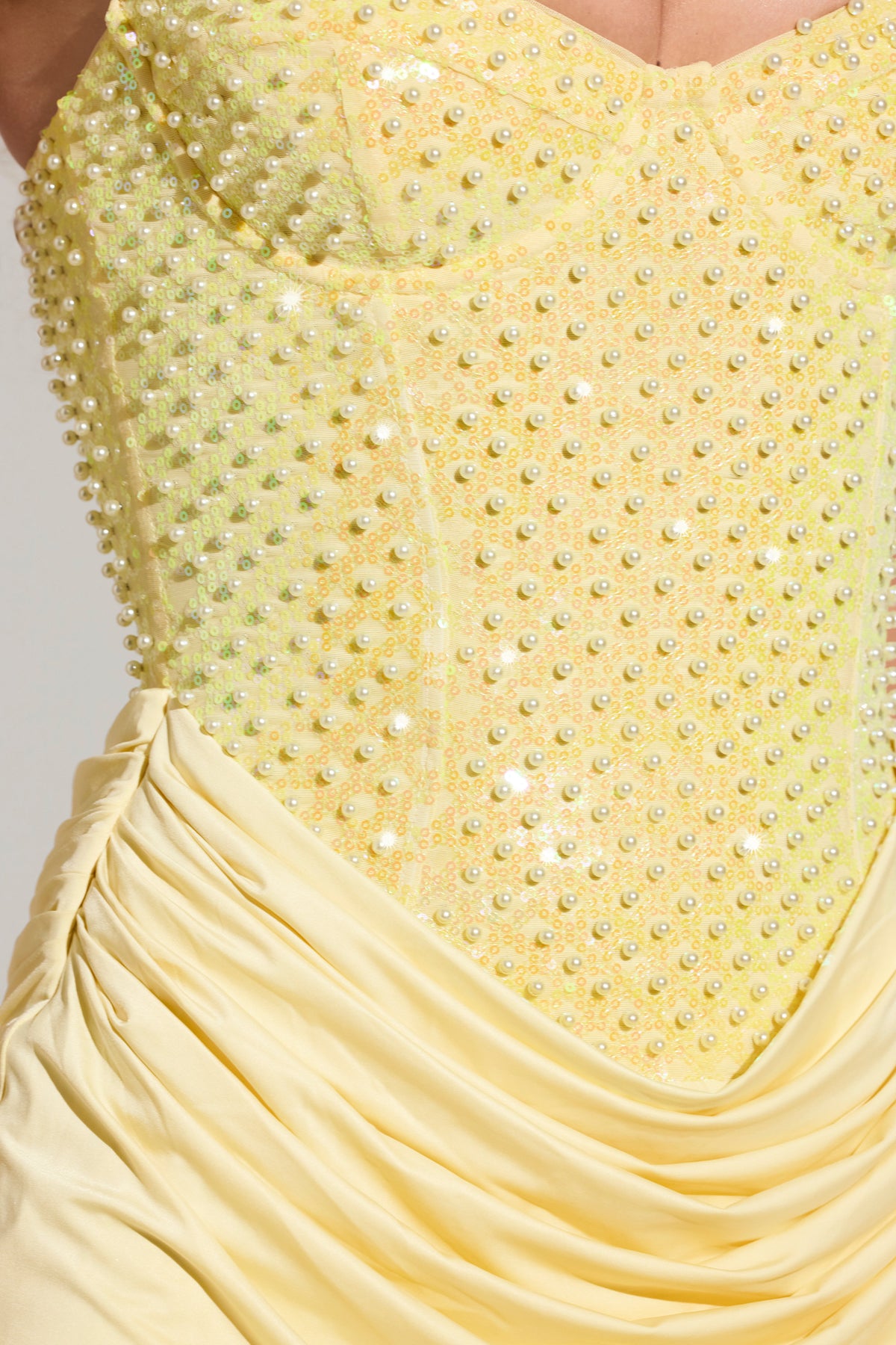 ⁣⁢Verziertes Korsett-Minikleid in Zitronengelb⁤⁣