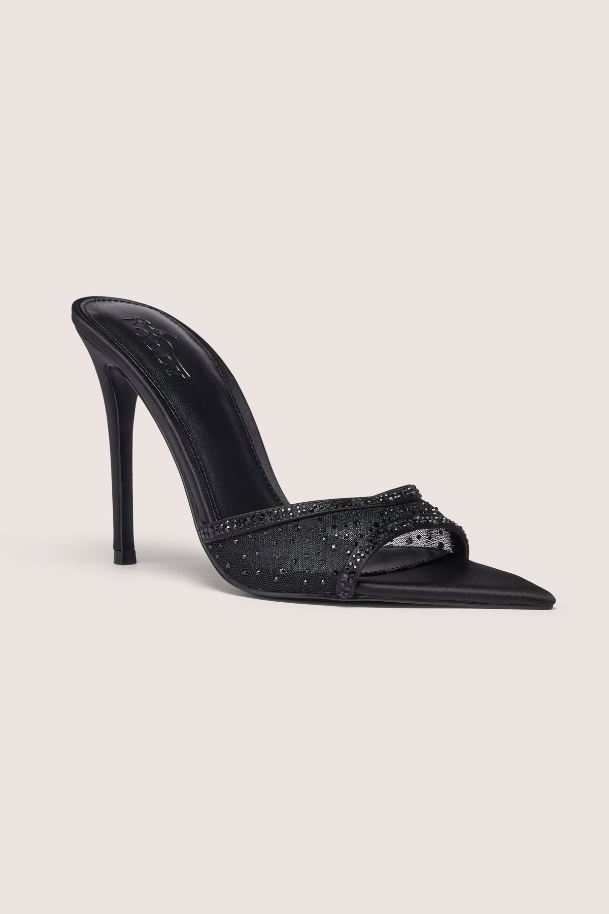 ⁣⁢Satin-Mules mit Absatz und Verzierung in Schwarz⁤⁣ - 1
